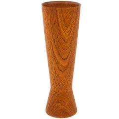 1950s Scandinavian Cinched Waist Teak Vase by Matador Traekunst