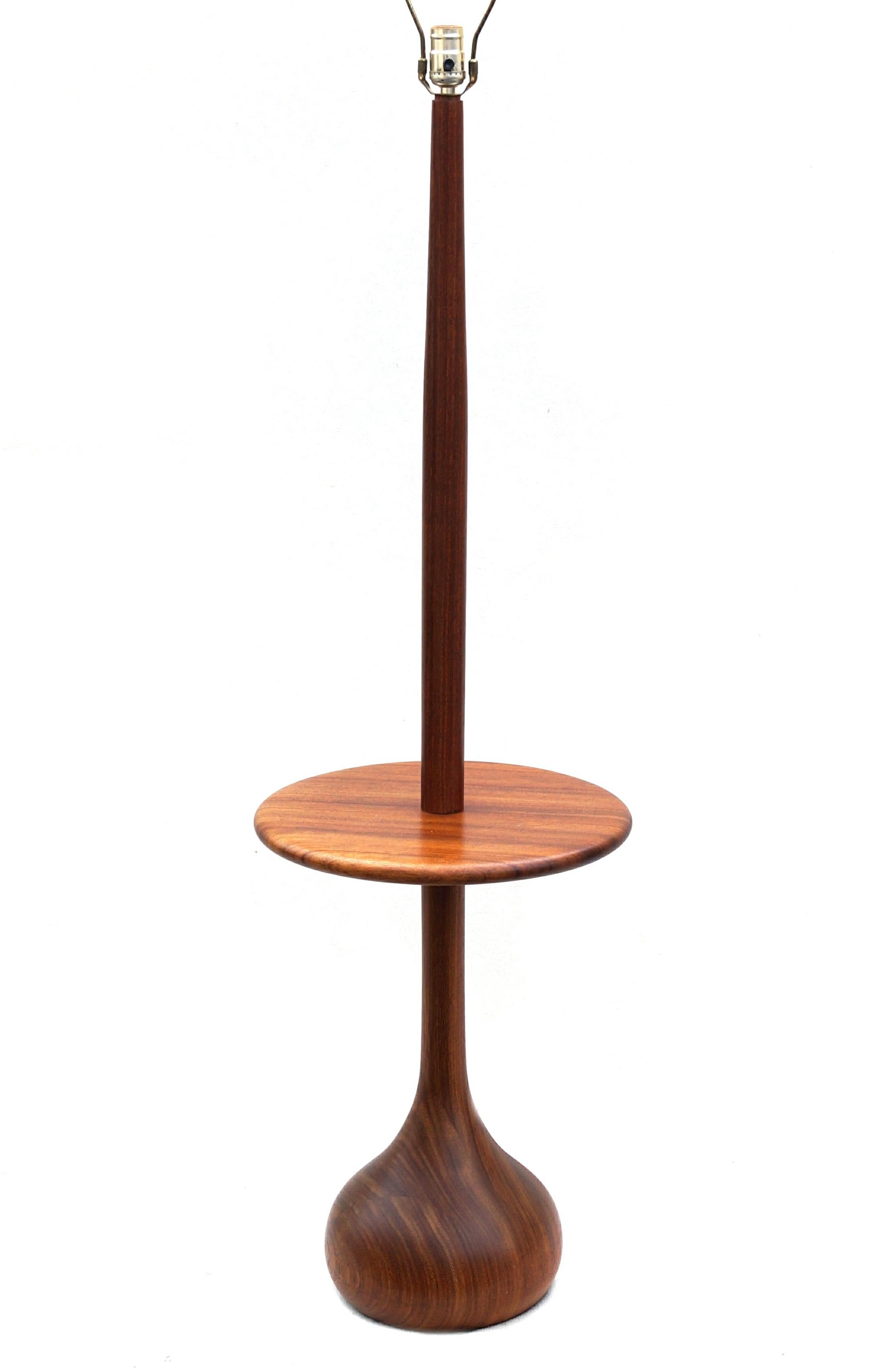 Scandinavian Modern 1950's Scandinavian Danish Modern Teak Floor Reading Lamp with Side End Table