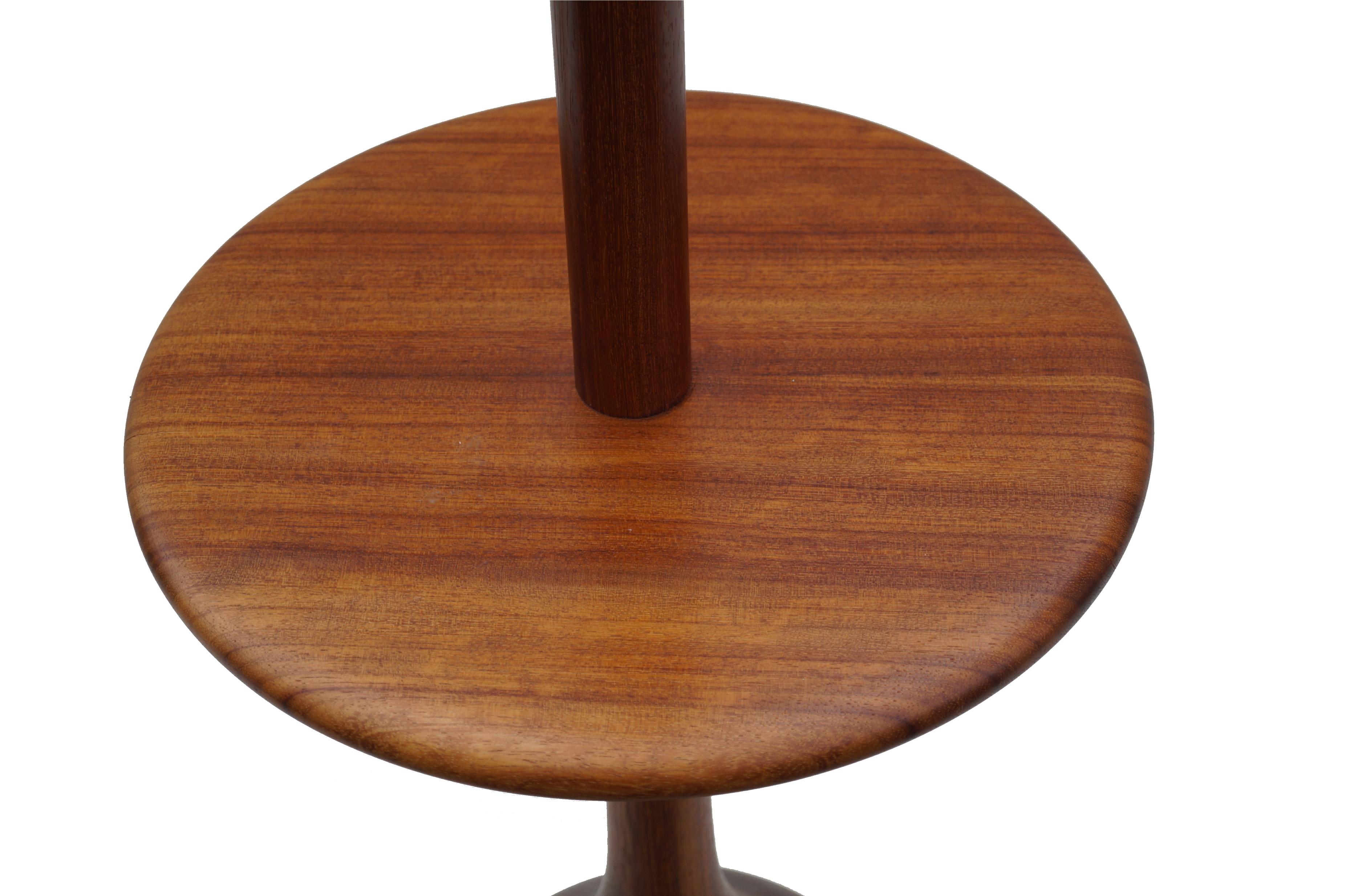 Wood 1950's Scandinavian Danish Modern Teak Floor Reading Lamp with Side End Table