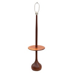 Lampadaire de lecture scandinave moderne danois en teck des années 1950 avec table d'appoint