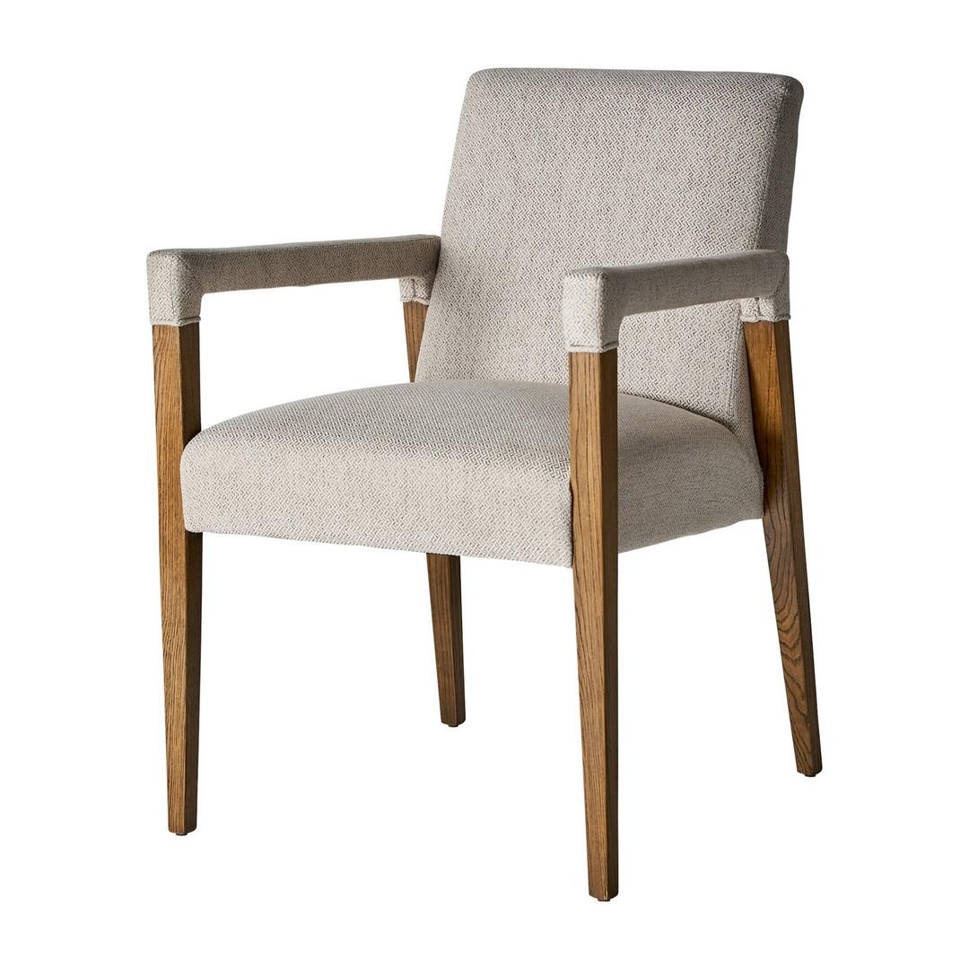 Contemporary 1950s Scandinavian Design Style Wood and Beige Fabric Chair For Sale