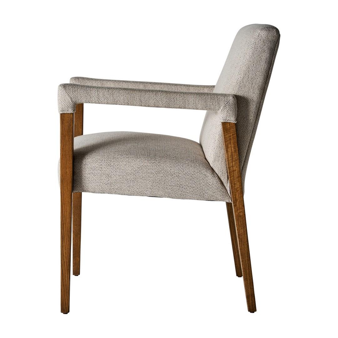 1950s Scandinavian Design Style Wood and Beige Fabric Chair For Sale 3