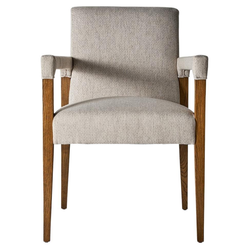 1950s Scandinavian Design Style Wood and Beige Fabric Chair For Sale