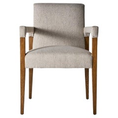 1950s Scandinavian Design Style Wood and Beige Fabric Chair