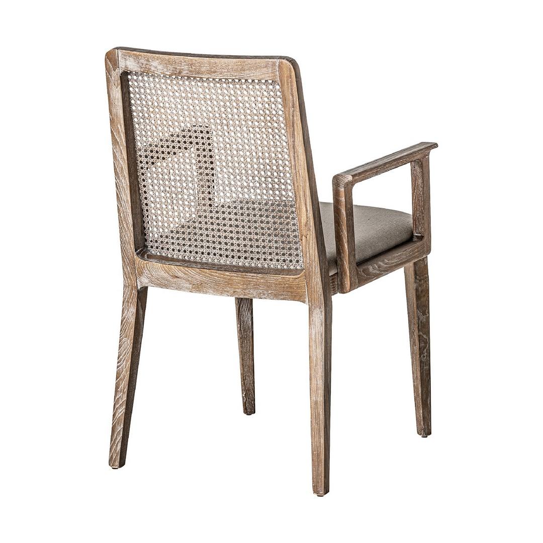 Wicker 1950s Scandinavian Design Style Wood and Cane with Beige Fabric Chair For Sale