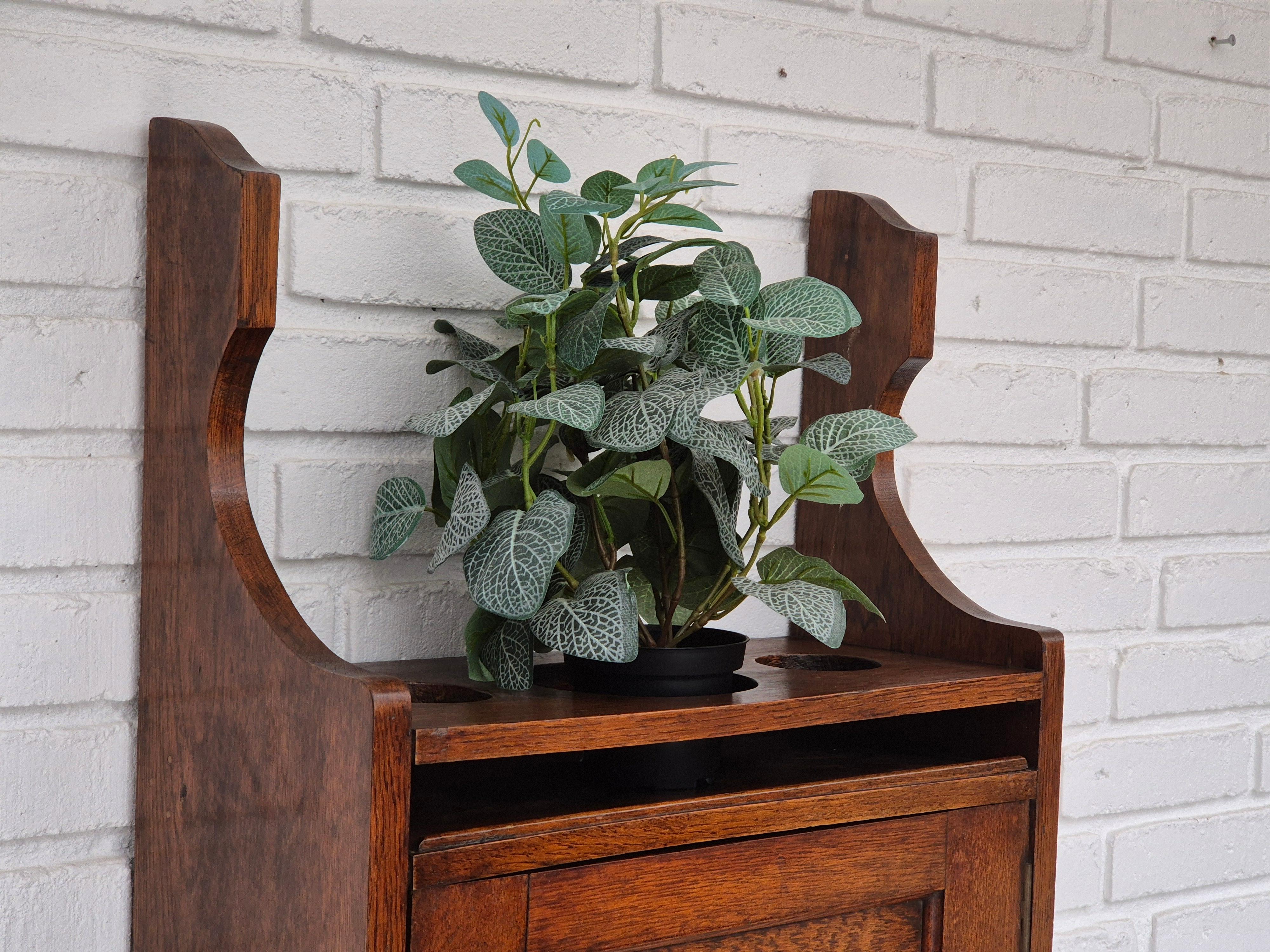 1950s, Scandinavian design, wall cabinet, original good condition, oak wood. For Sale 4
