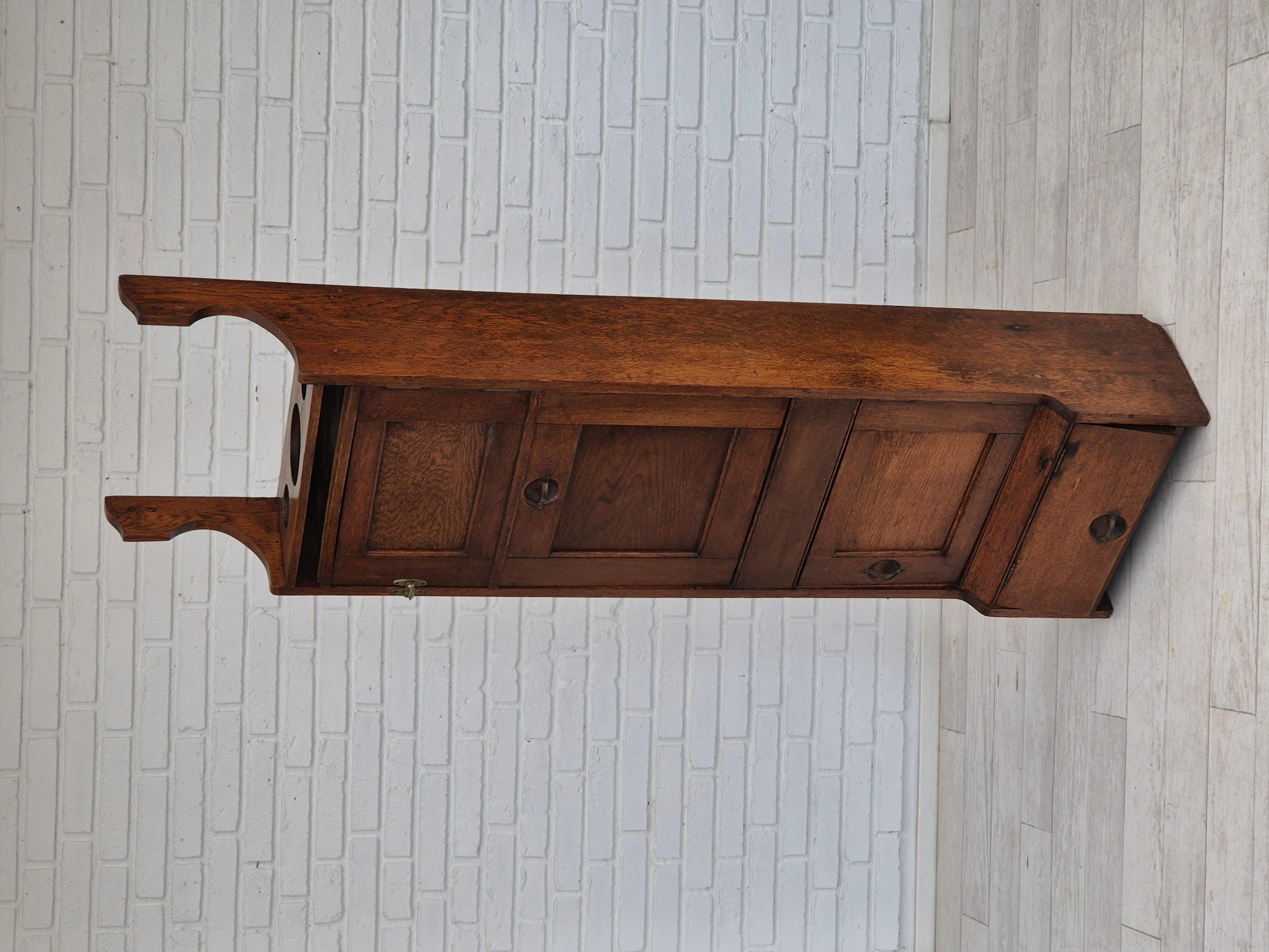 1950s, Scandinavian design, wall cabinet, original good condition, oak wood. For Sale 10