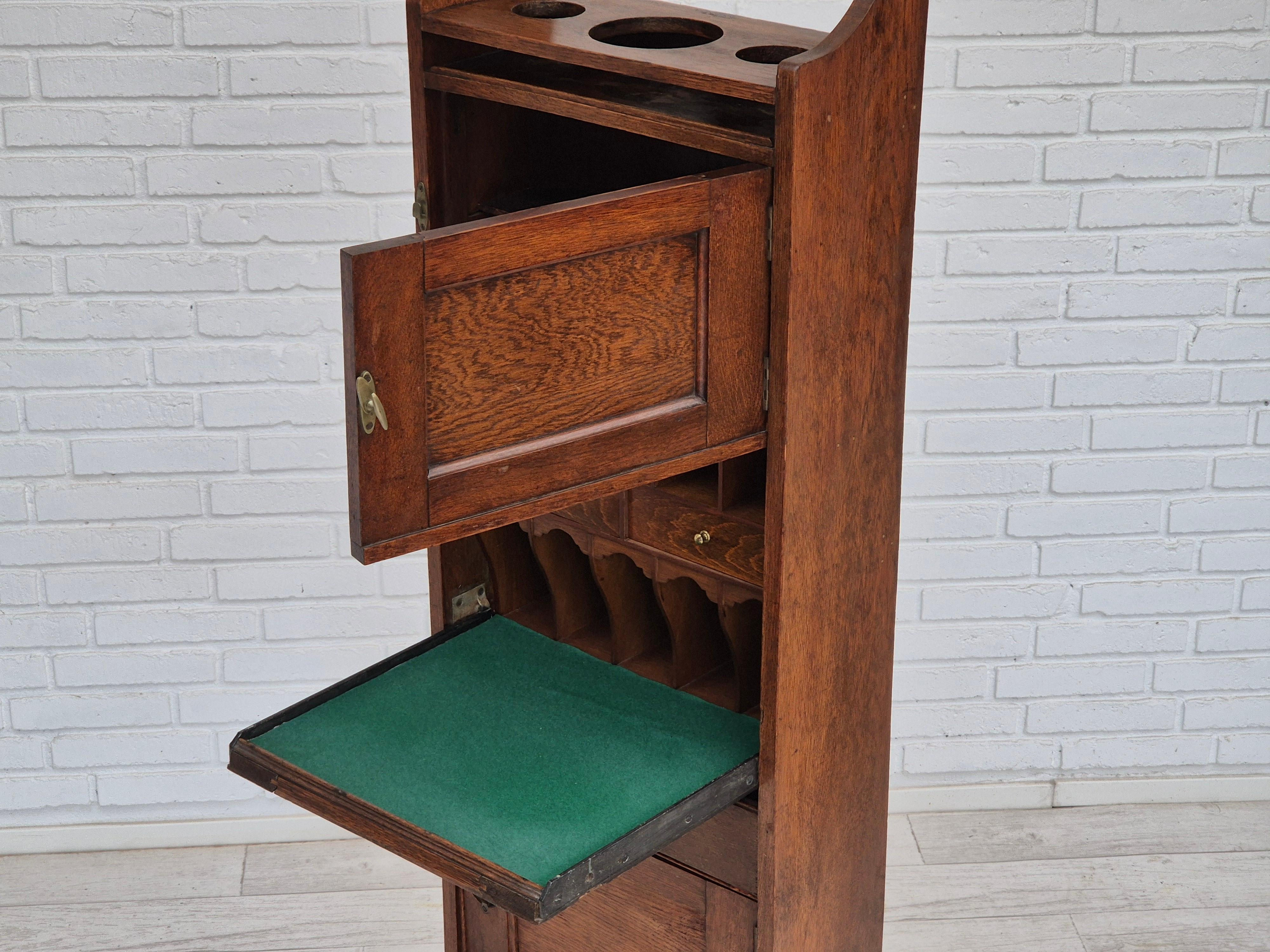 1950s, Scandinavian design, wall cabinet, original good condition, oak wood. For Sale 11