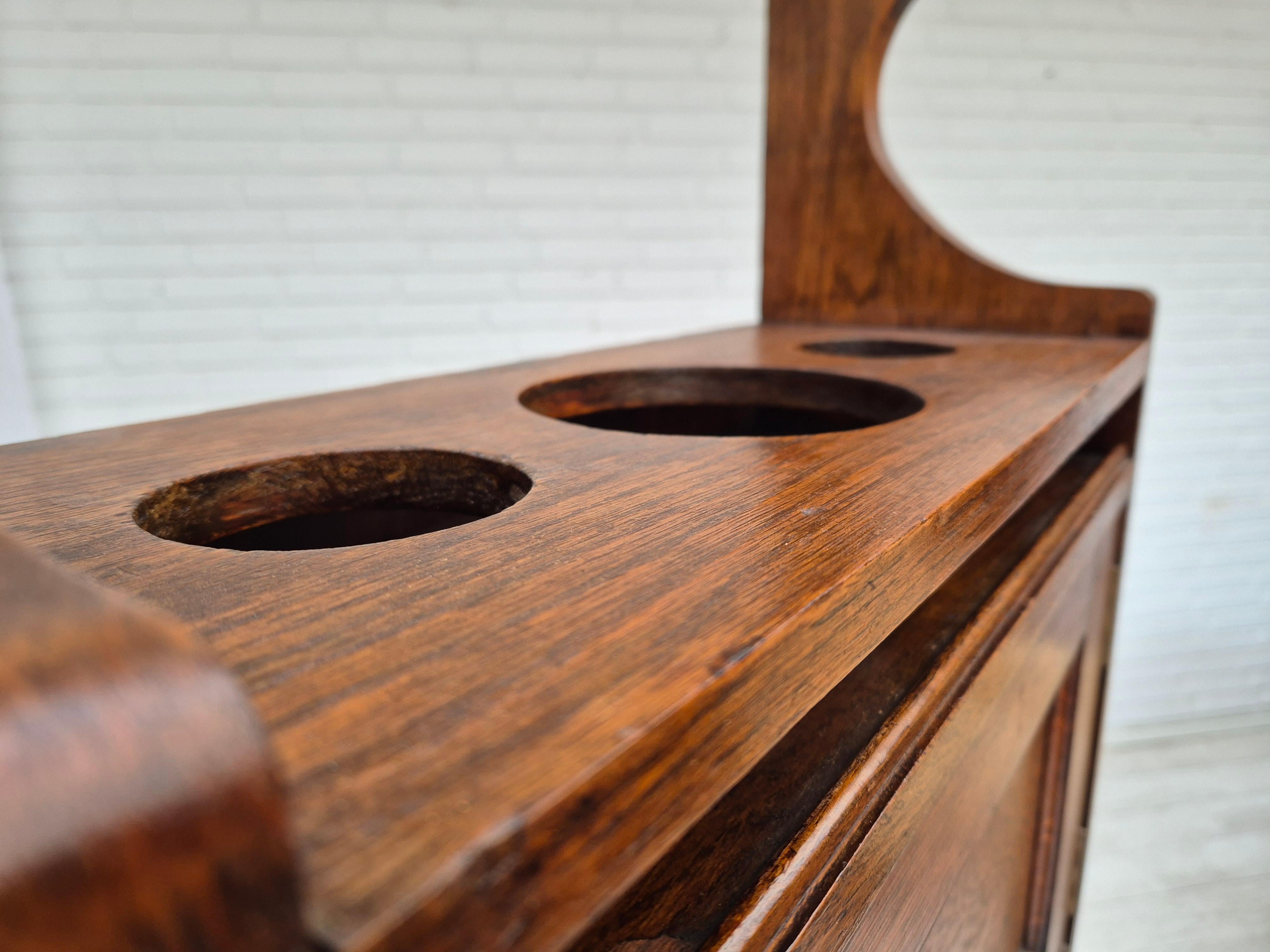 1950s, Scandinavian design, wall cabinet, original good condition, oak wood. For Sale 12