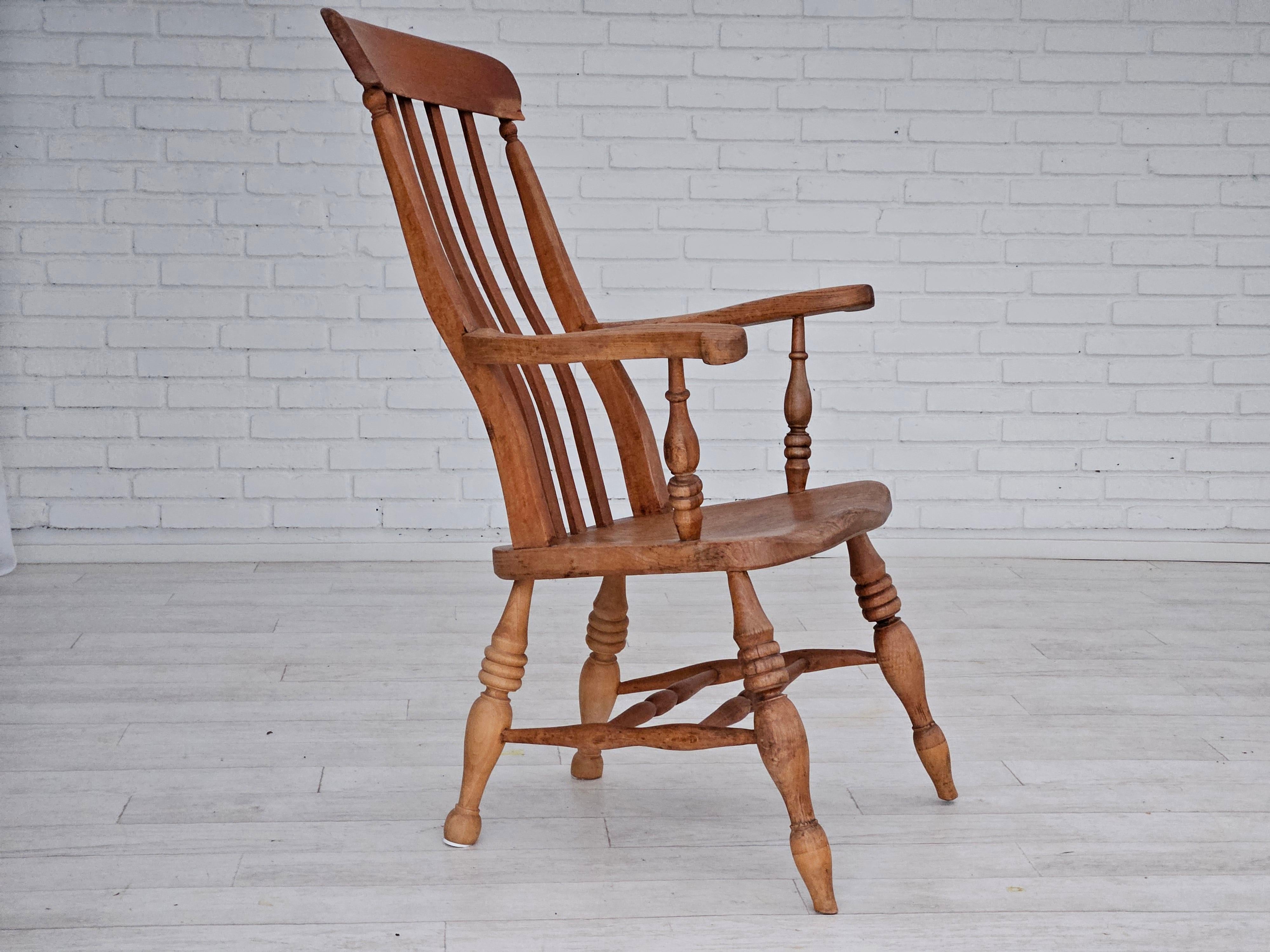 1950s, Scandinavian highback armchair in ash and oak wood. Original good condition: no smells and no stains, stiff construction.