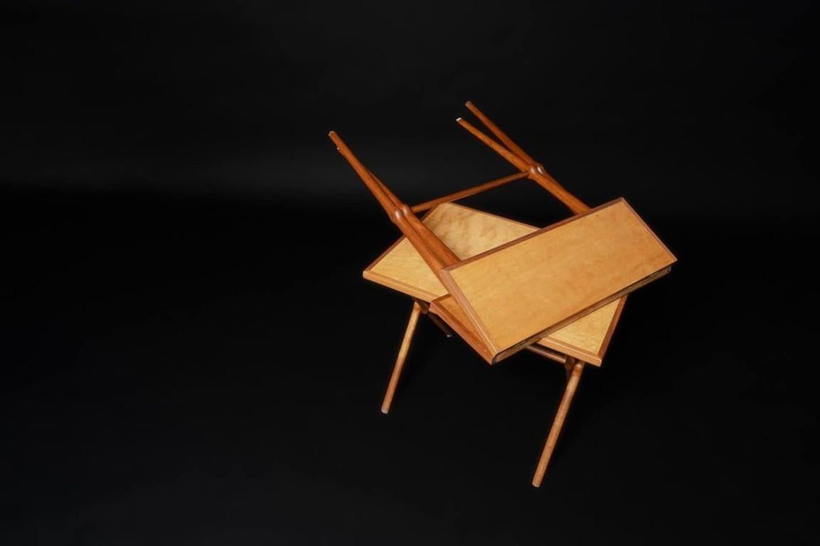 Mid-Century Modern 1950s Scandinavian Folding Wood Side  End Tables For Sale