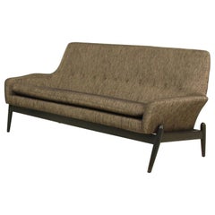 1950s Scandinavian Kofod Larsen Sofa Upholstered in Black and Gold Linen