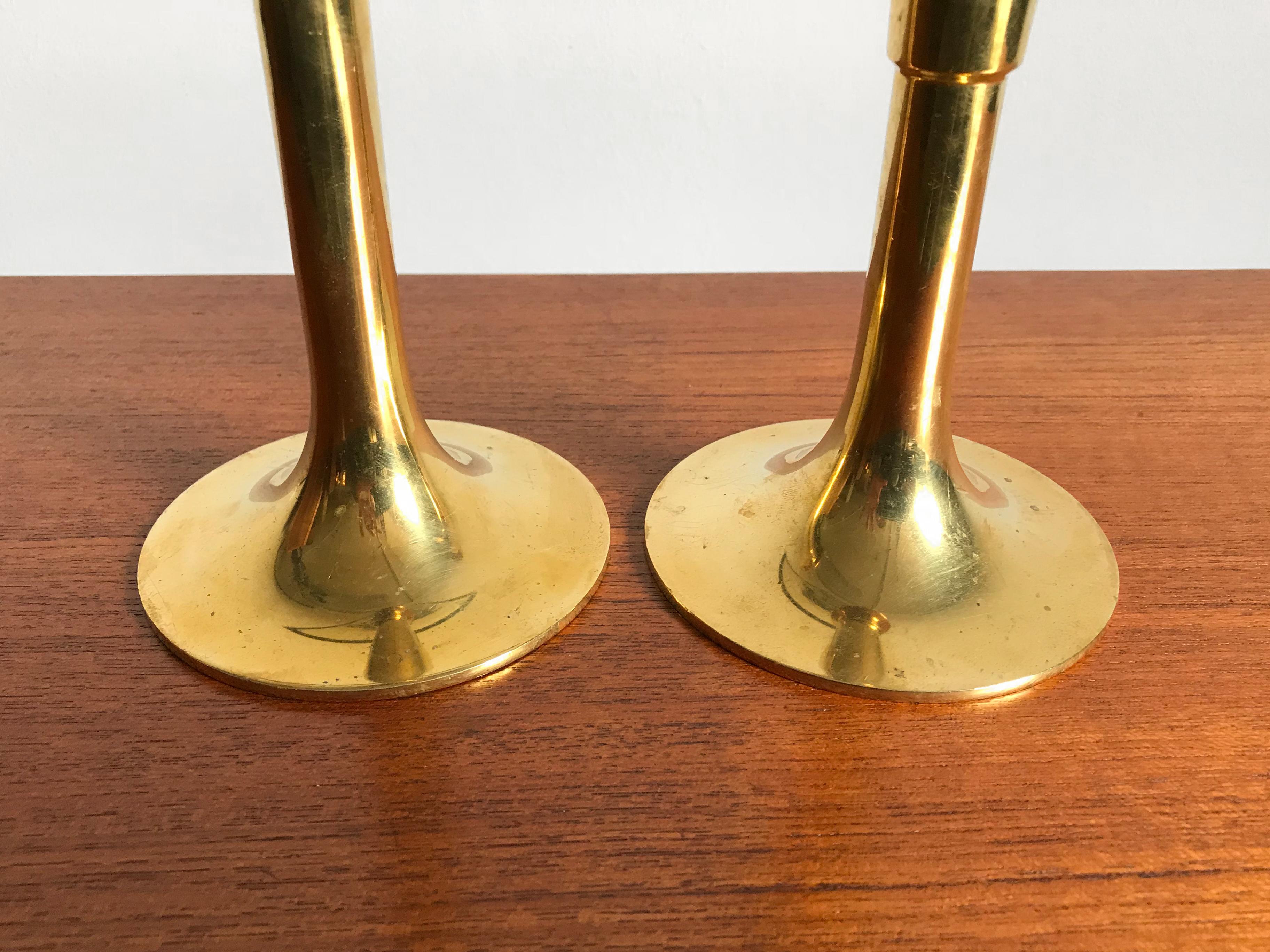 Danish 1950s Scandinavian Mid-Century Modern Brass Candleholders