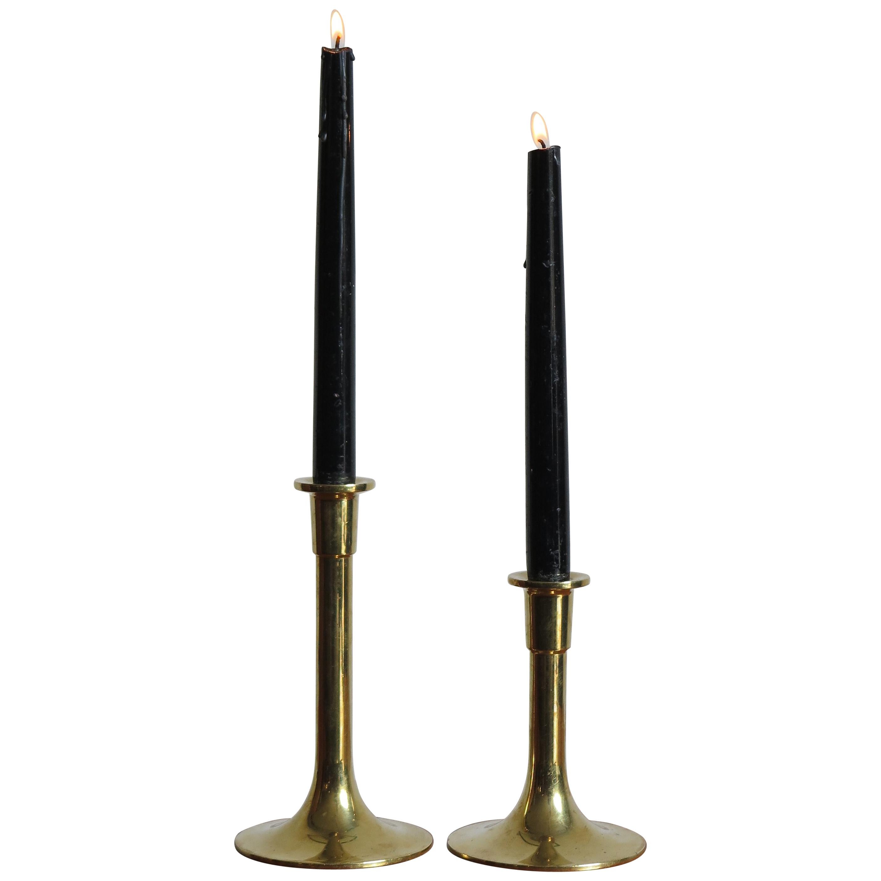 1950s Scandinavian Mid-Century Modern Brass Candleholders