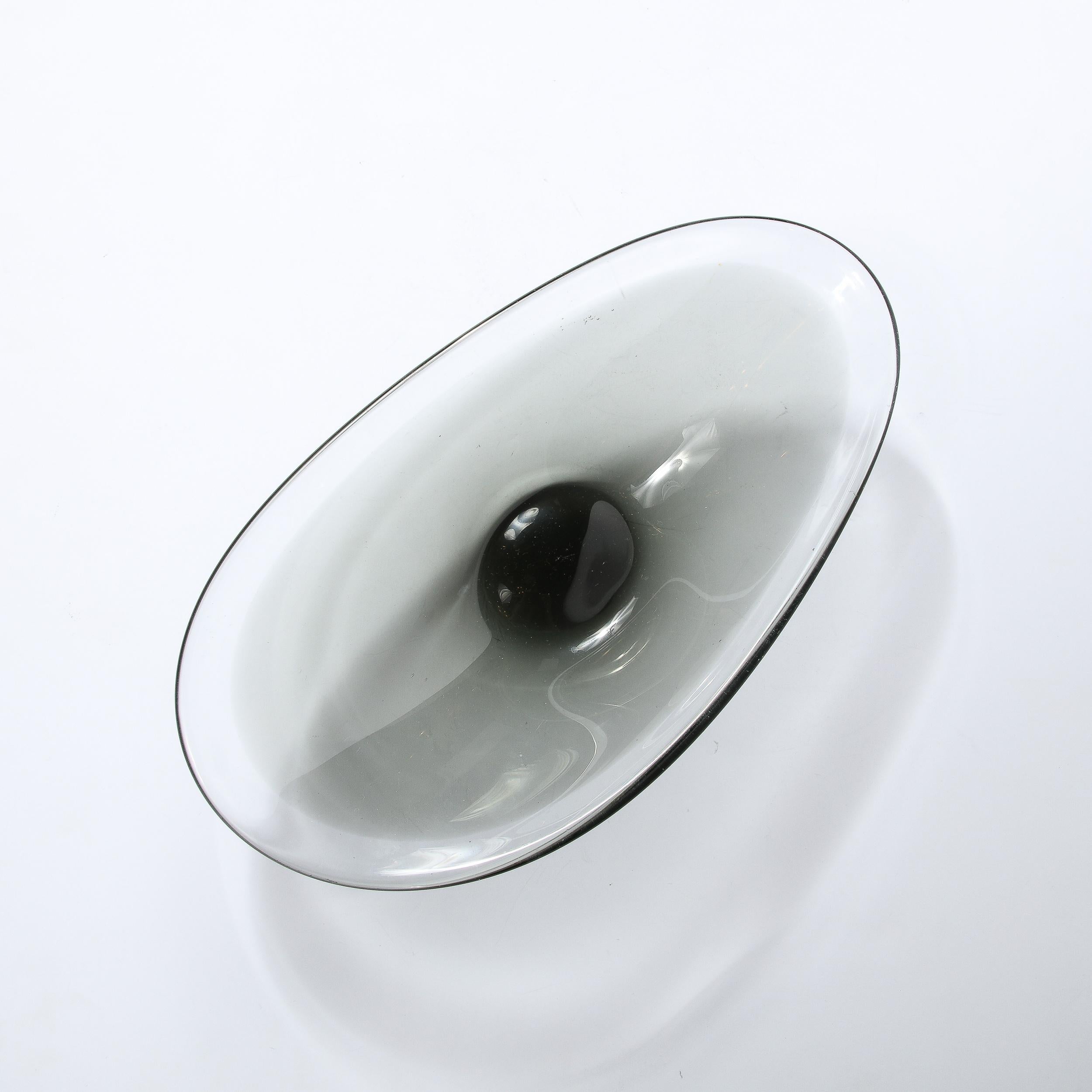 1950s Scandinavian Mid-Century Modern Smoked Holmegaard Art Glass Bowl 5
