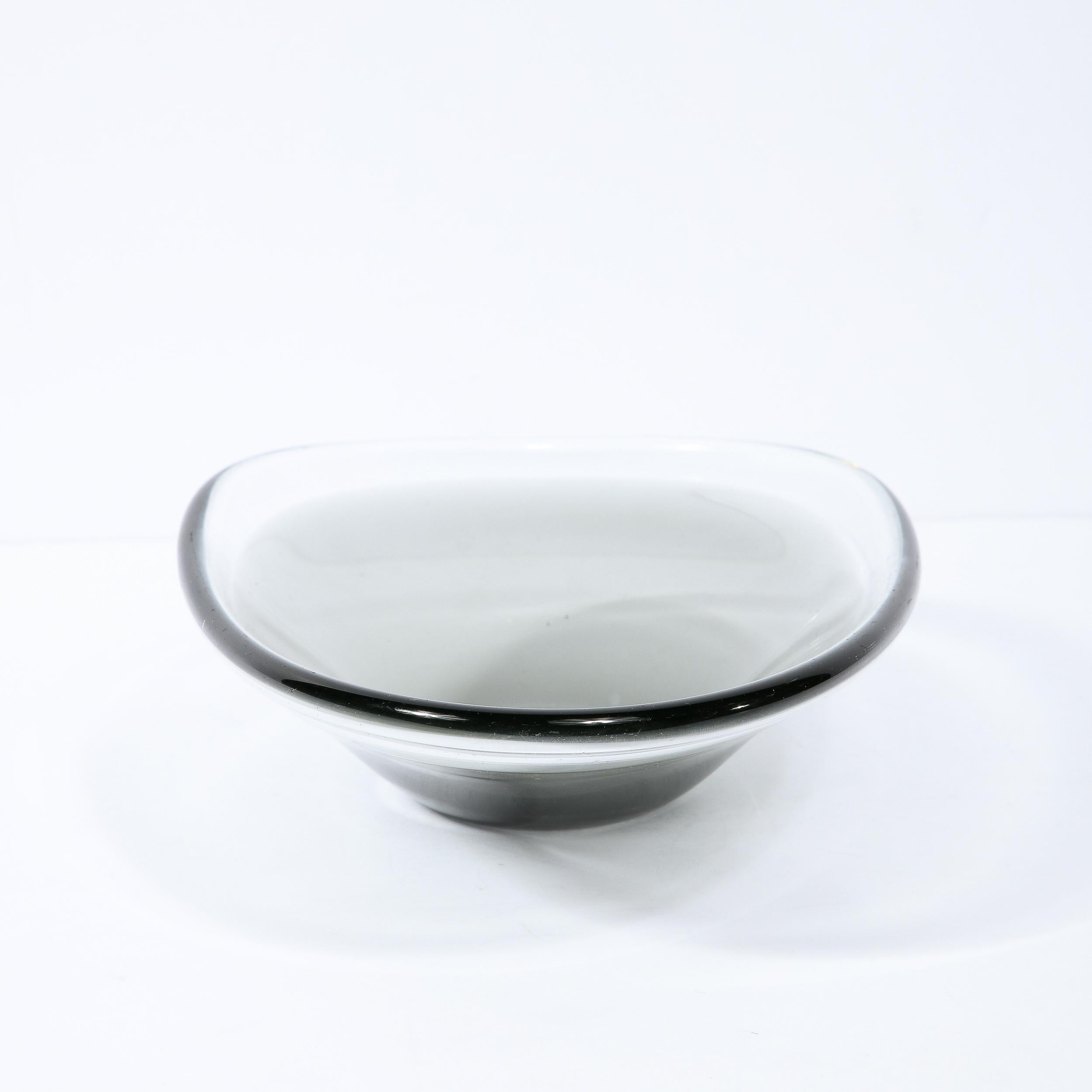 1950s Scandinavian Mid-Century Modern Smoked Holmegaard Art Glass Bowl In Excellent Condition In New York, NY