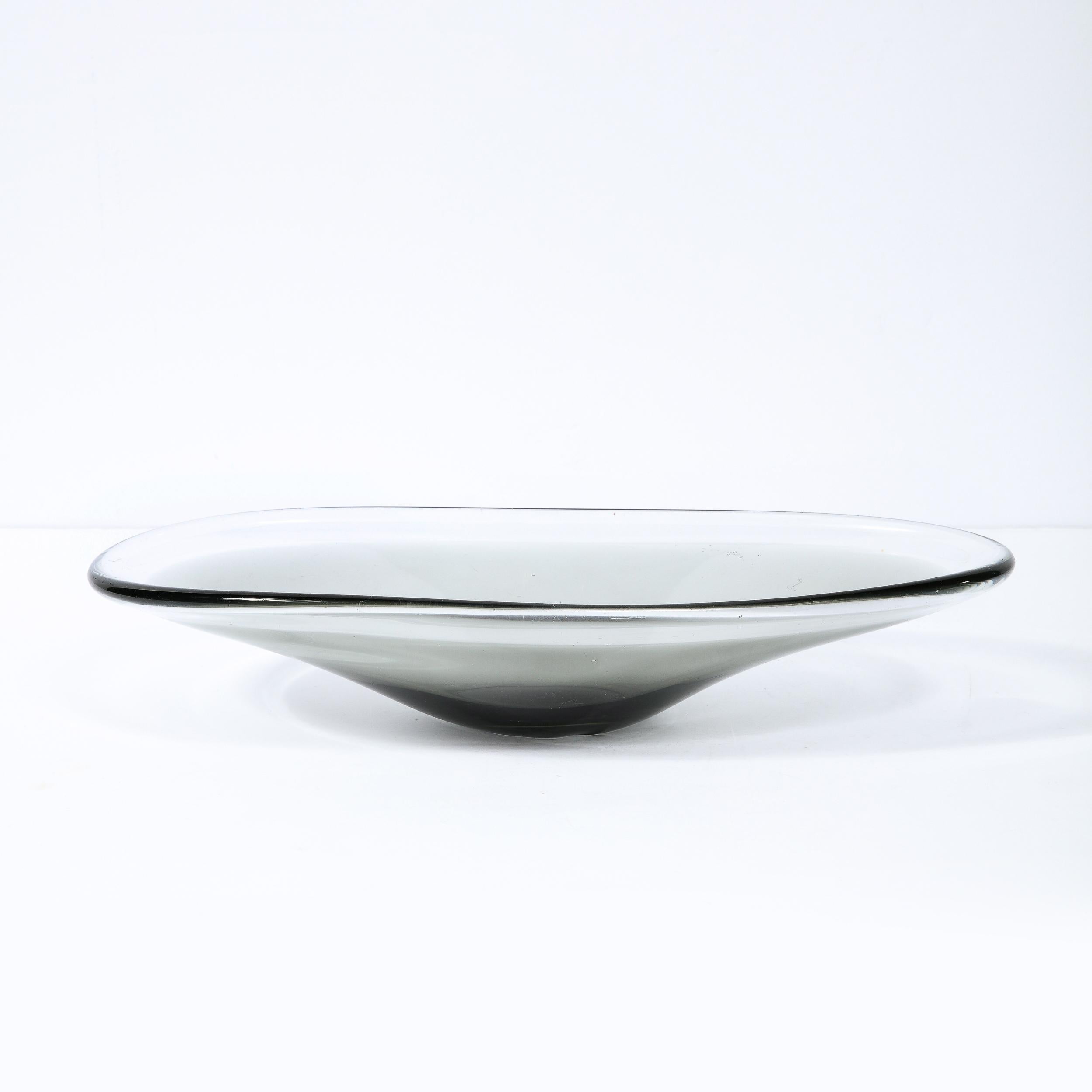 1950s Scandinavian Mid-Century Modern Smoked Holmegaard Art Glass Bowl 1