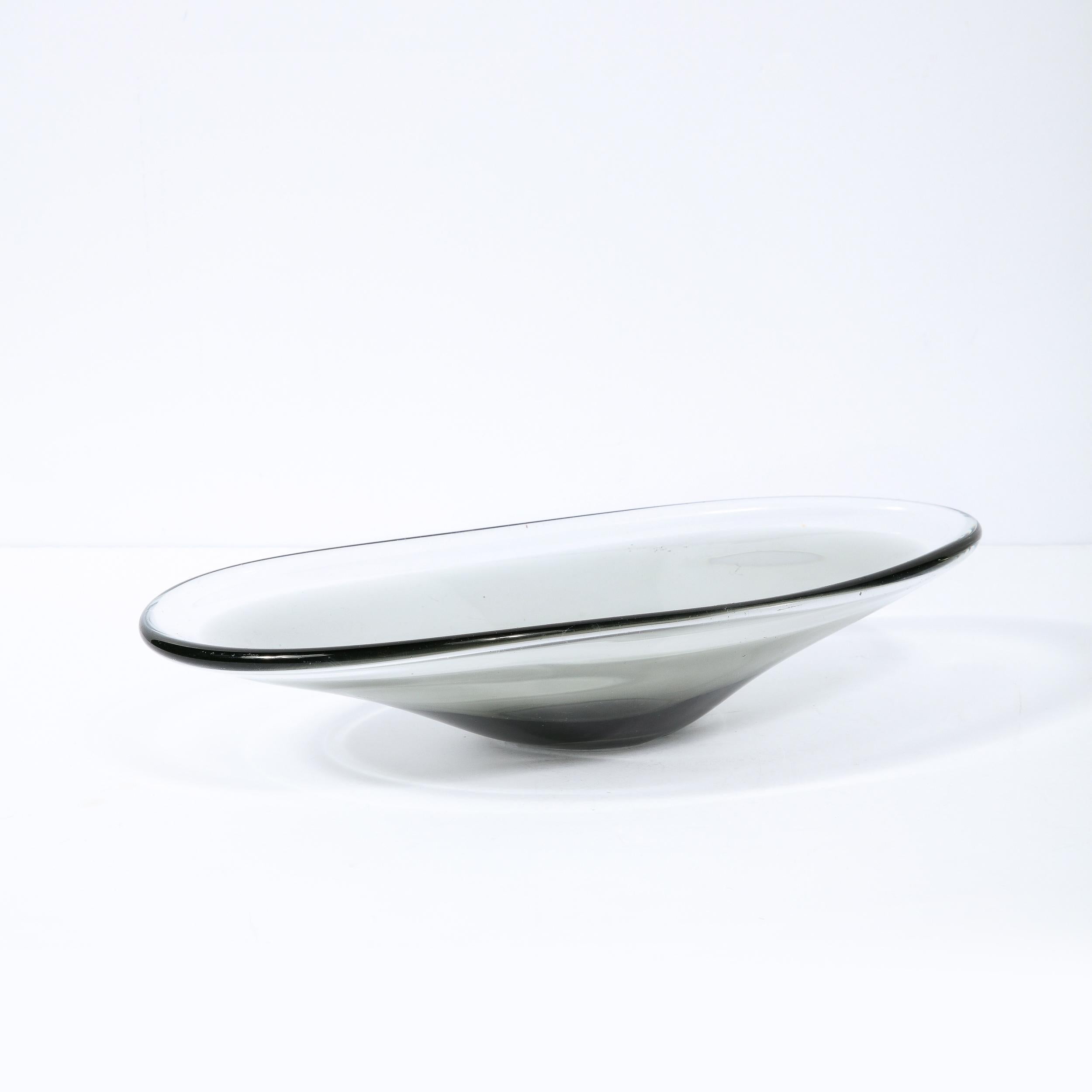 1950s Scandinavian Mid-Century Modern Smoked Holmegaard Art Glass Bowl 2
