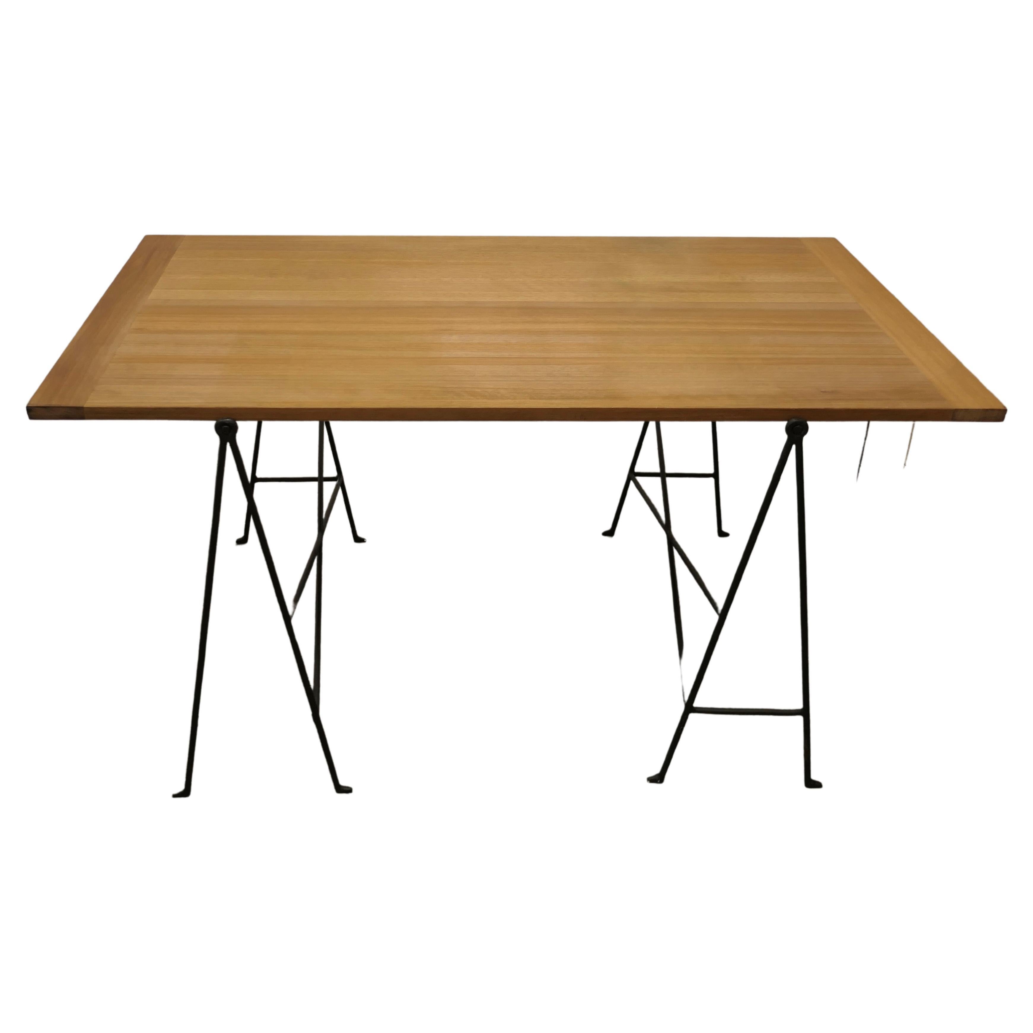 1950s, Scandinavian Minimalist Sawhorse Desk or Table  For Sale