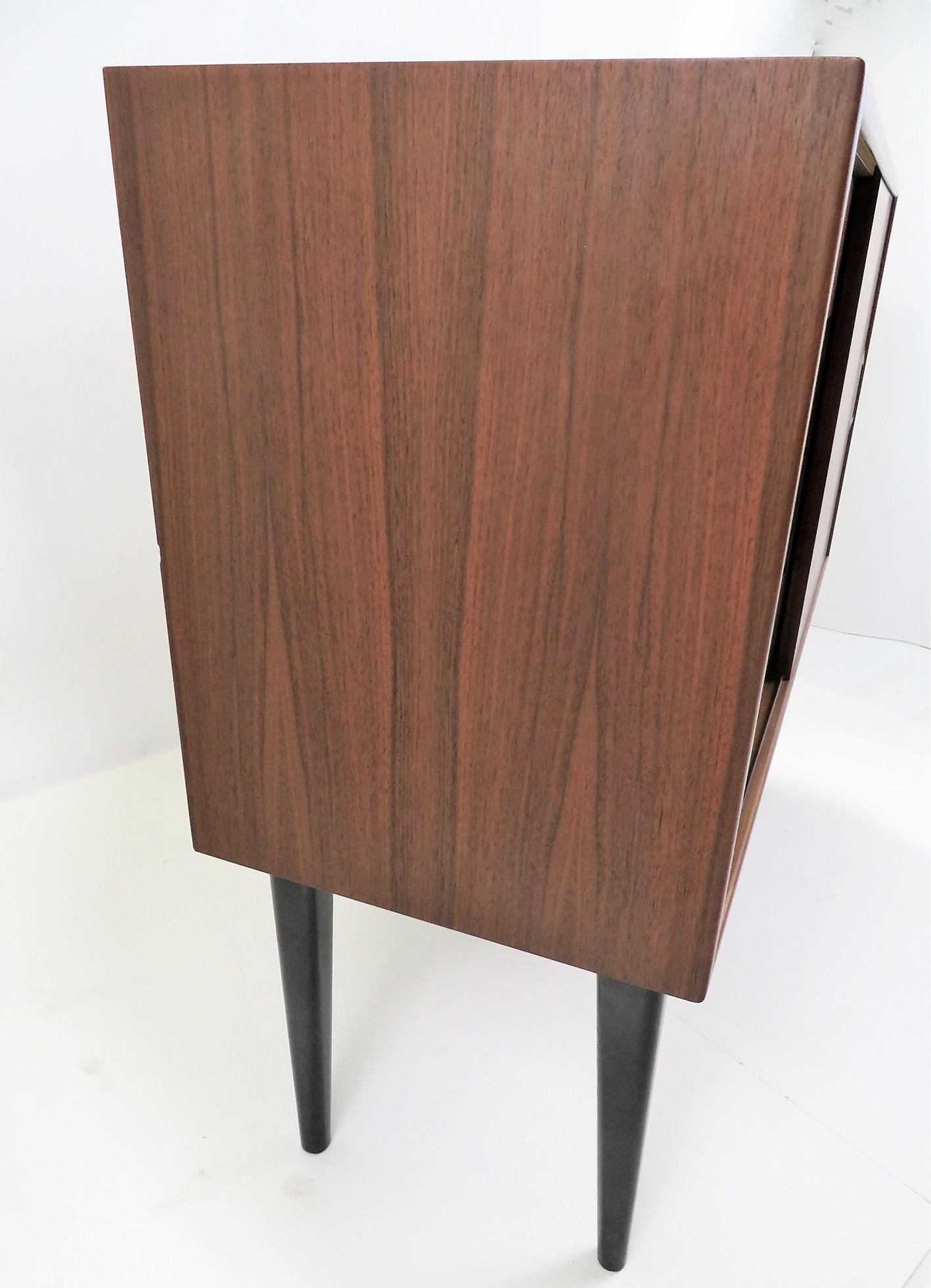 Wood 1950s Scandinavian Modern Narrow Walnut Cabinet or Bedside Cabinet