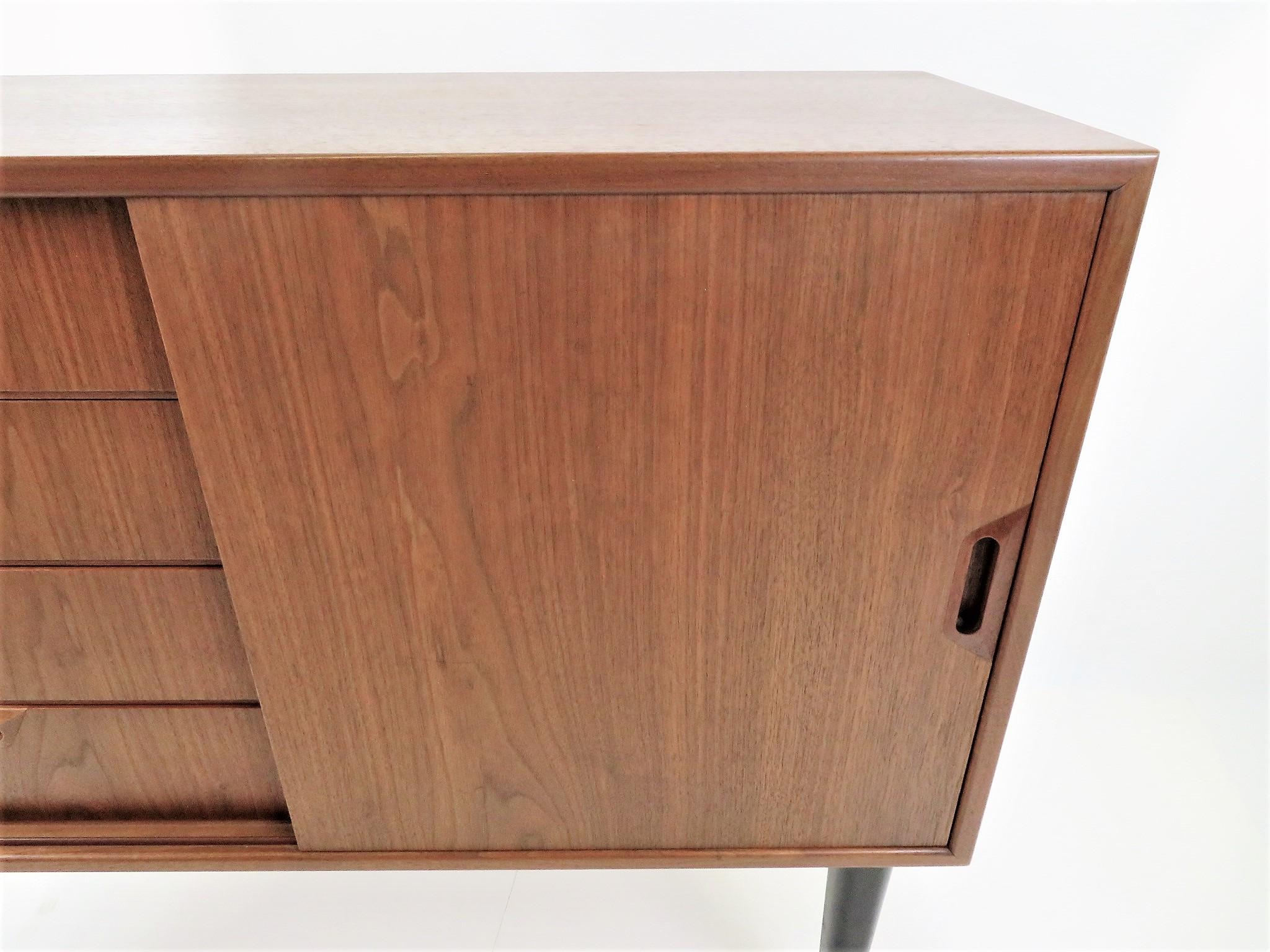 1950s Scandinavian Modern Narrow Walnut Cabinet or Bedside Cabinet 1