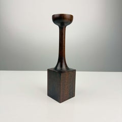 Bougeoir moderne scandinave des années 1950 en bois de rose et laiton