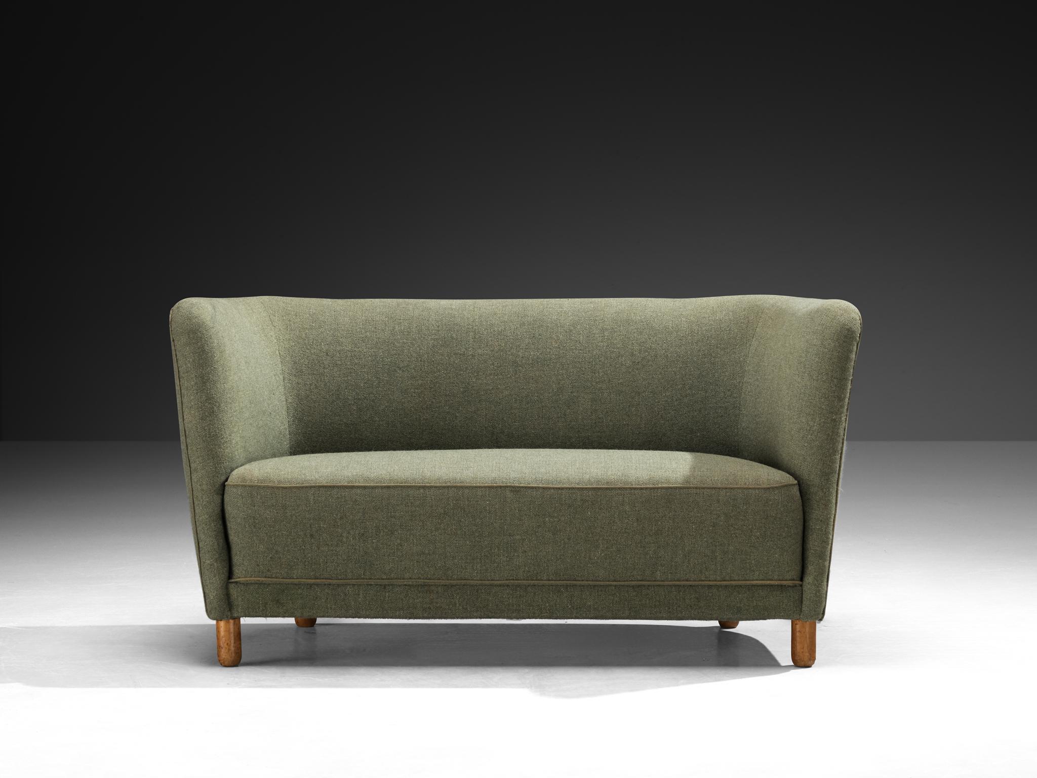 Mid-20th Century 1950s Scandinavian Modern Sofa in Muted Green Wool For Sale