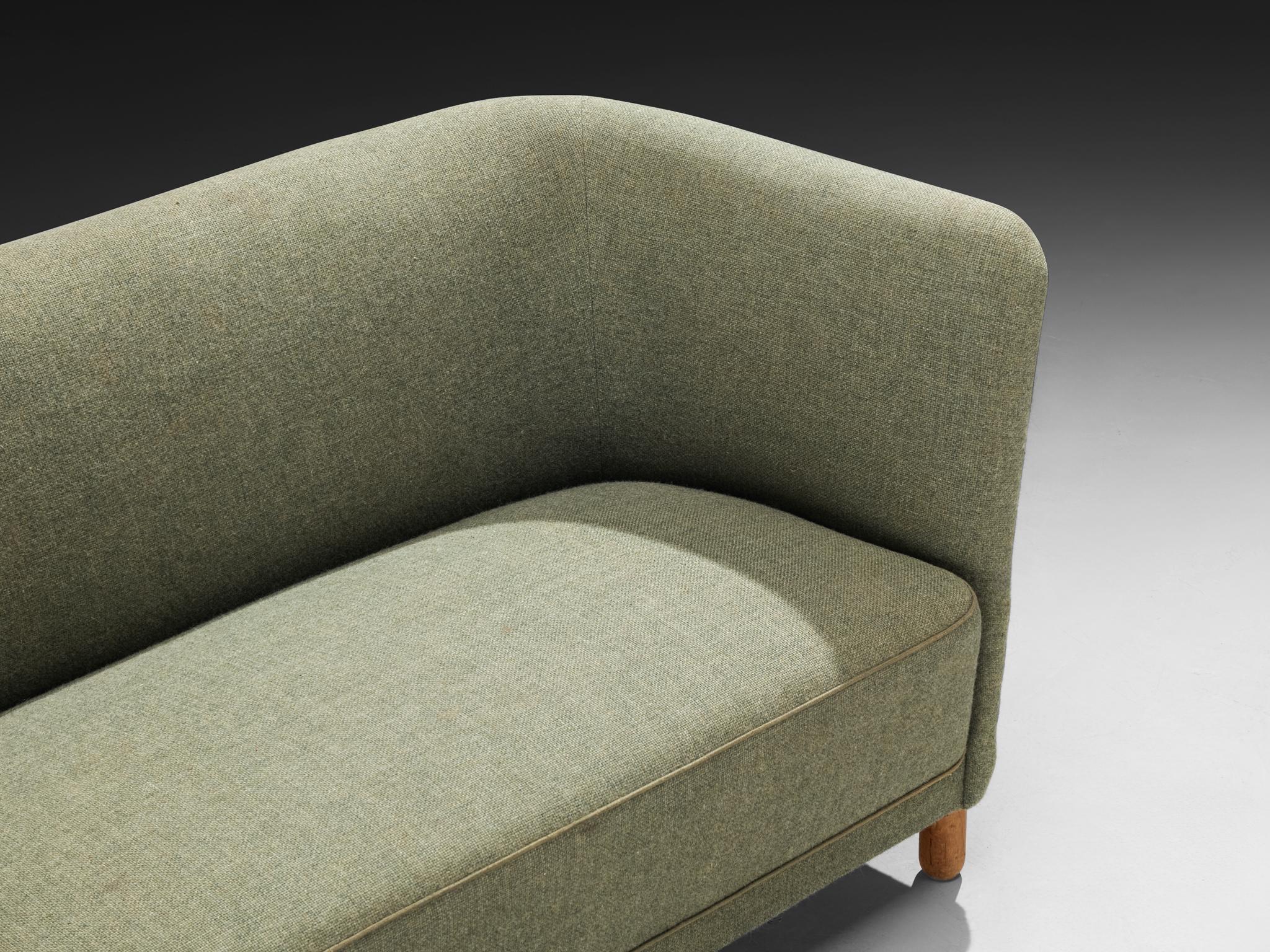 1950s Scandinavian Modern Sofa in Muted Green Wool For Sale 4