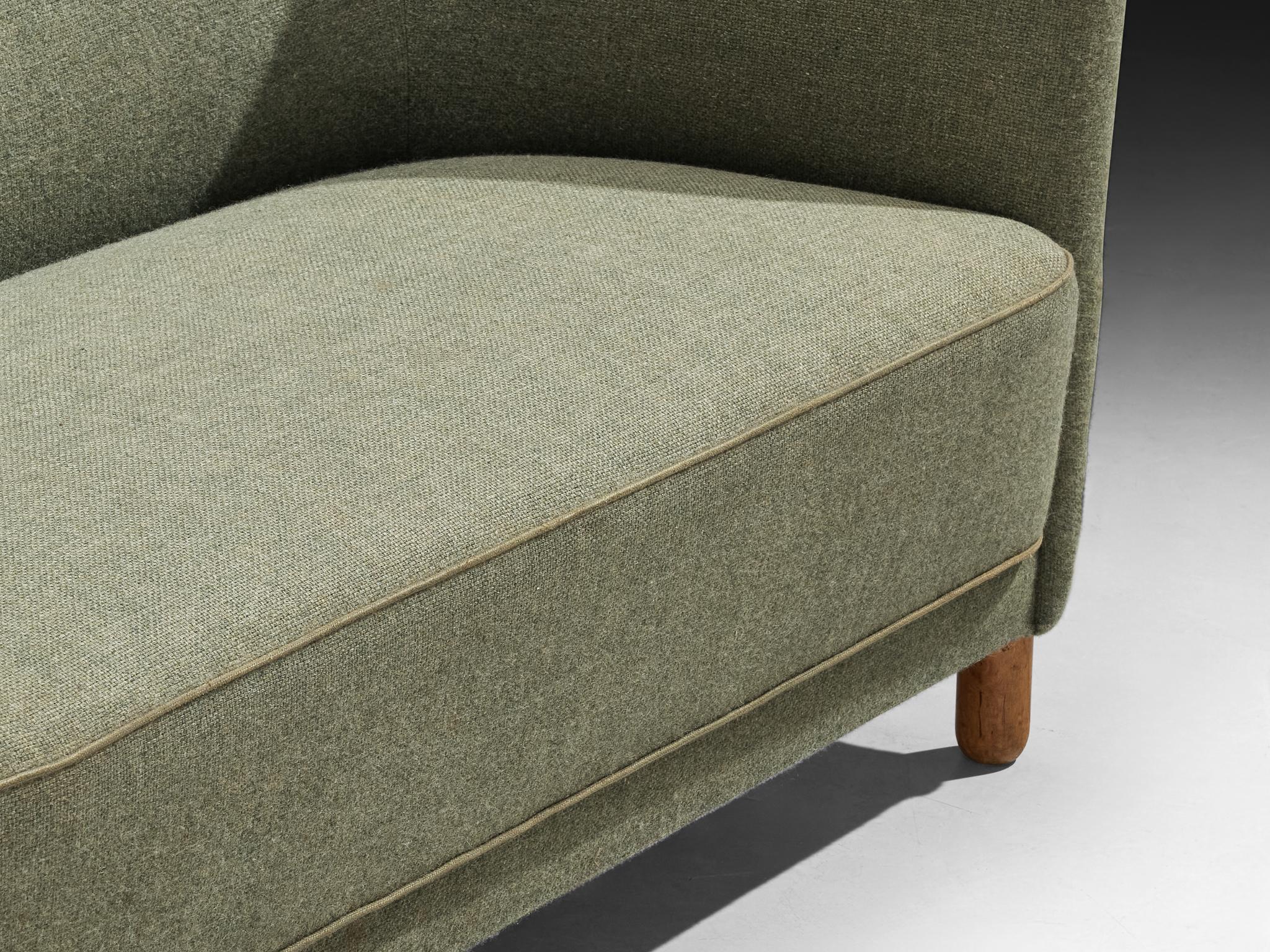 1950s Scandinavian Modern Sofa in Muted Green Wool For Sale 5