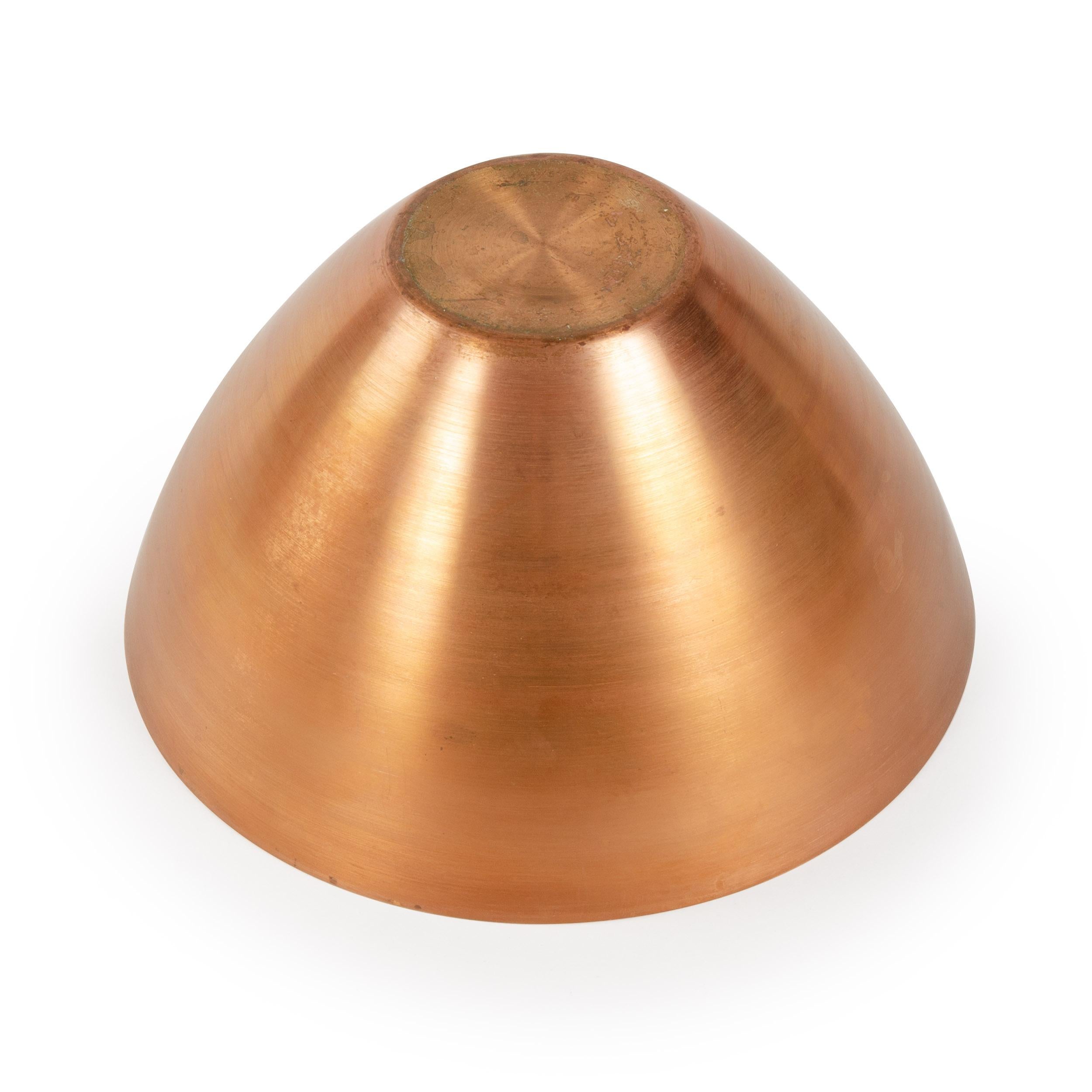 Enameled 1950s Scandinavian Modern Spun Copper Bowl