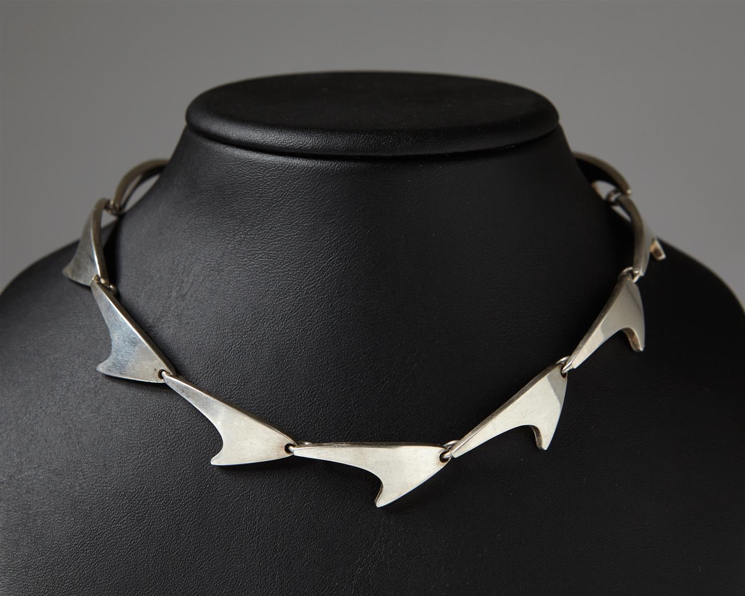 Women's or Men's 1950s Scandinavian Modern Sterling Silver Necklace and Bracelet by Bent Knudsen For Sale
