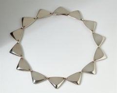 1950s Scandinavian Modern Sterling Silver Necklace by Hans Hansen, Denmark