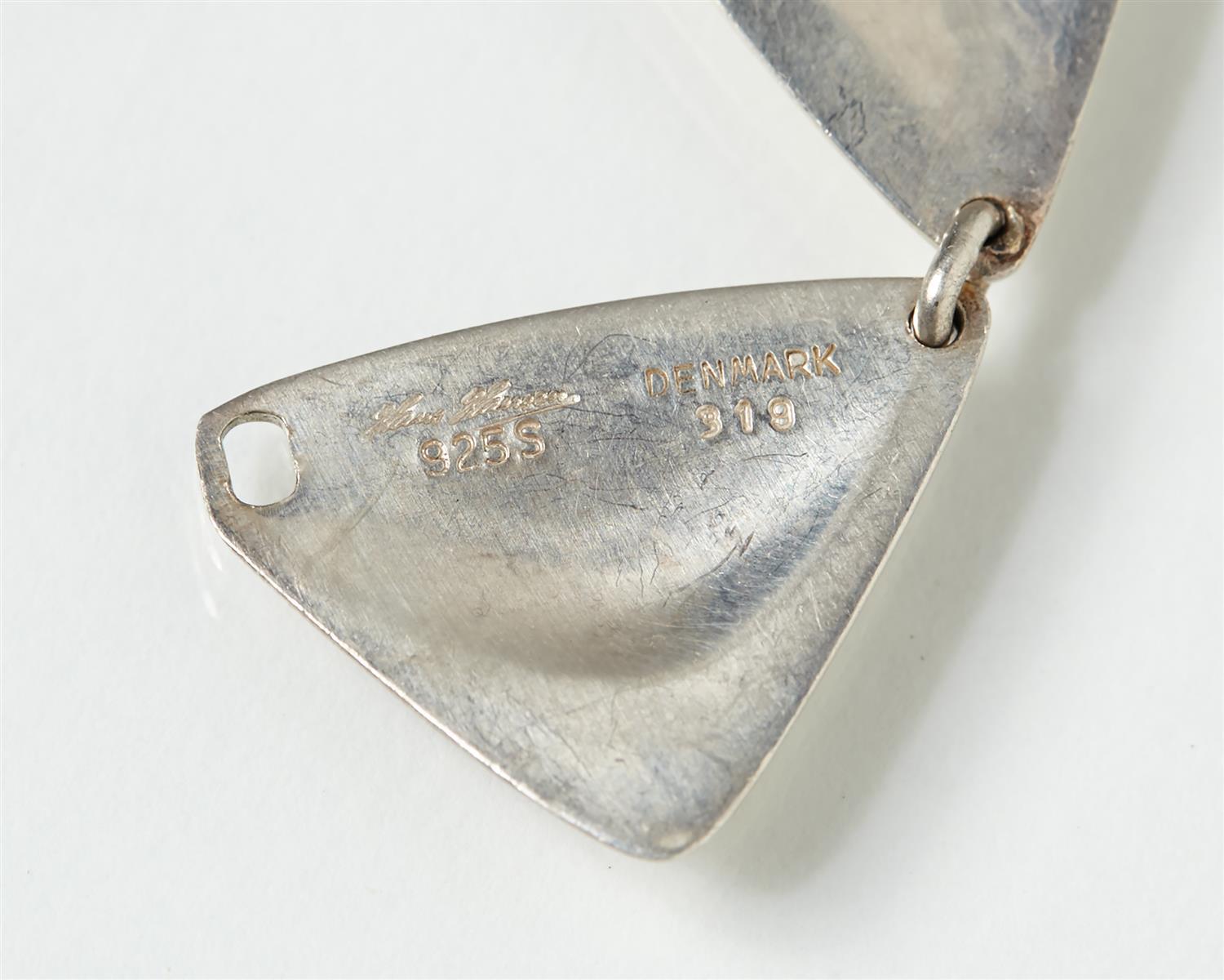 Women's or Men's 1950s Scandinavian Modern Sterling Silver Necklace by Hans Hansen, Denmark For Sale