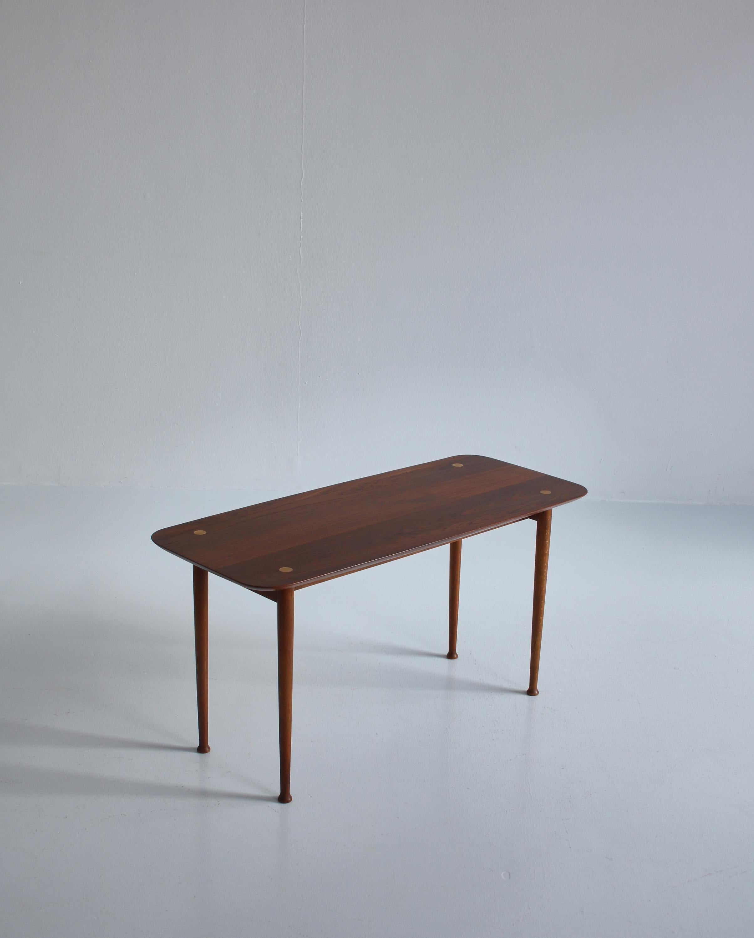 Scandinavian Modern 1950s Scandinavian Side Table by Danish Cabinetmaker in Teakwood and Beech For Sale
