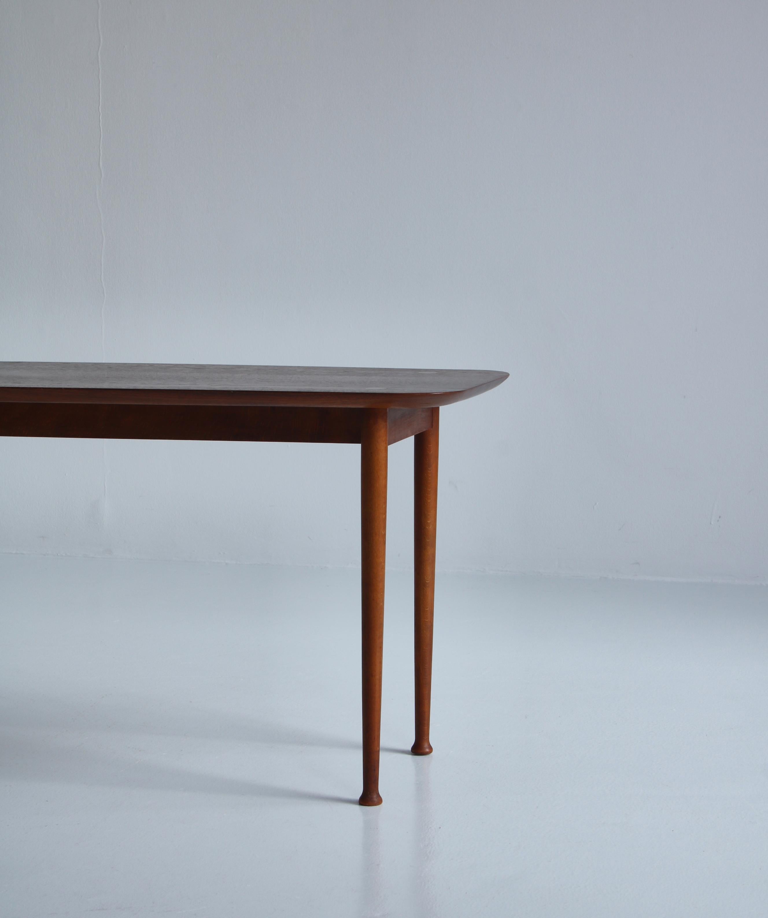 Brass 1950s Scandinavian Side Table by Danish Cabinetmaker in Teakwood and Beech For Sale