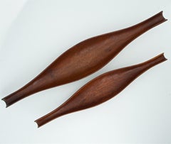 1950s Scandinavian Stig Sandqvist Hand Carved Teak Canoe Bowls Sculptures Design