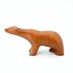 1950er Jahre skandinavischen Teak arktischen Eisbär Figur Skulptur Kabine Modern Dänisch