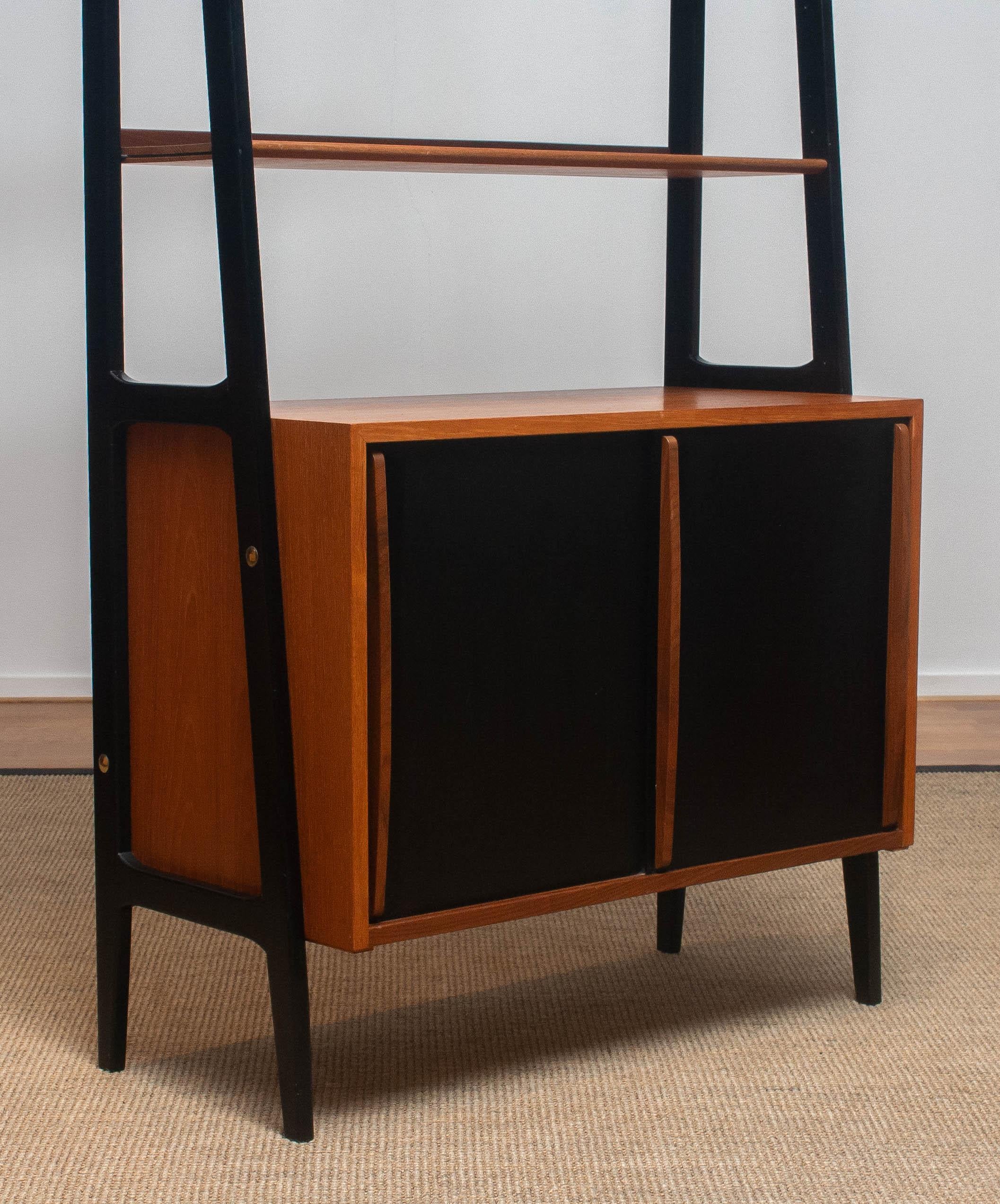 1950s, Scandinavian Teak Bookcase Shelves Room Divider Cabinet 1 6