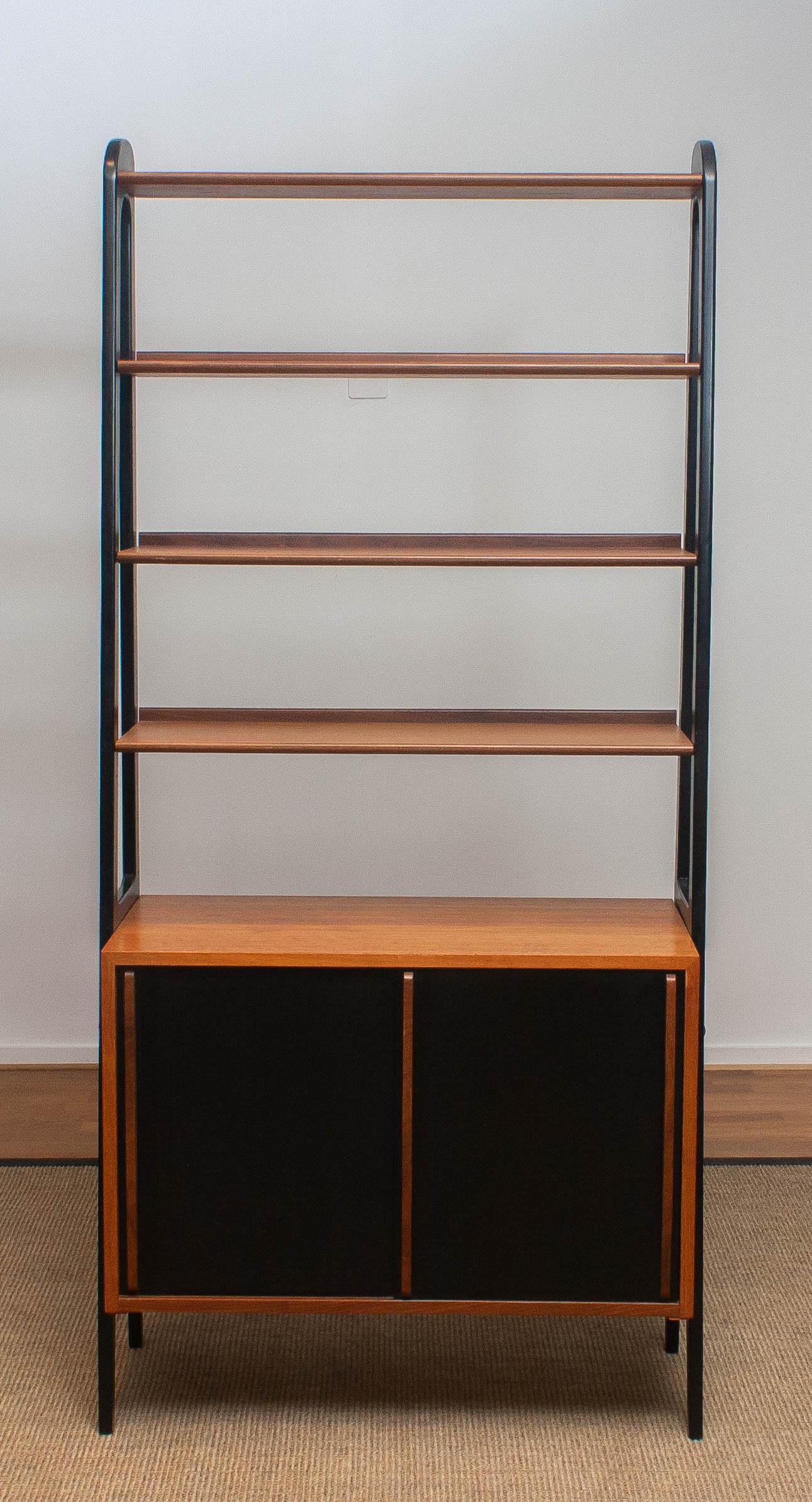 Swedish 1950s, Scandinavian Teak Bookcase Shelves Room Divider Cabinet 1