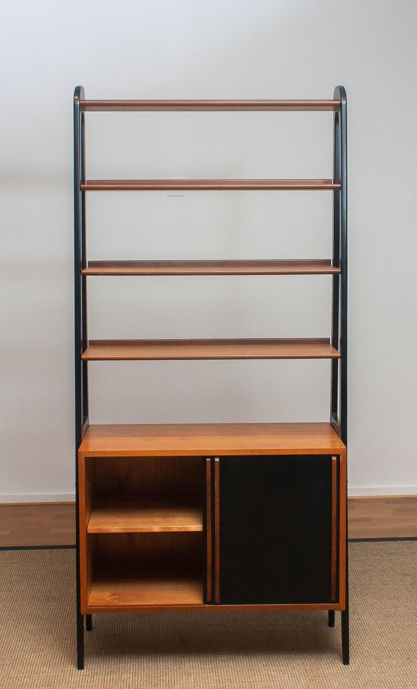 1950s, Scandinavian Teak Bookcase Shelves Room Divider Cabinet 1 1