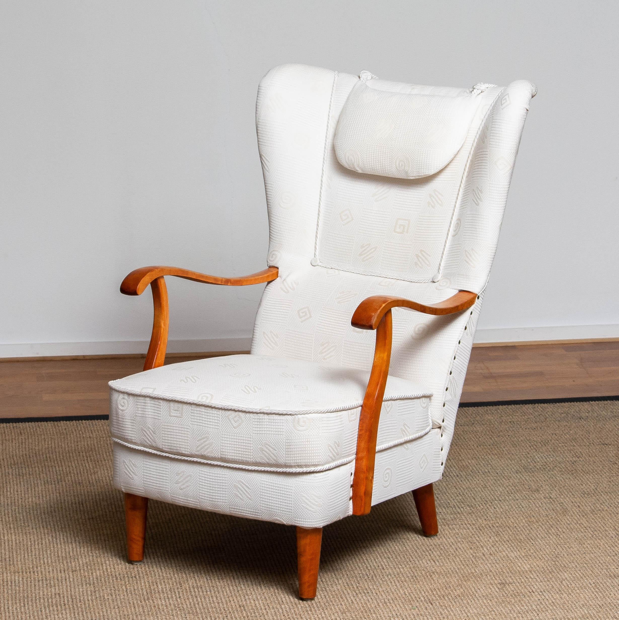 Mid-Century Modern 1950's Scandinavian Wingback Lounge Chair By Wilhelm Knoll Malmö Sweden. 