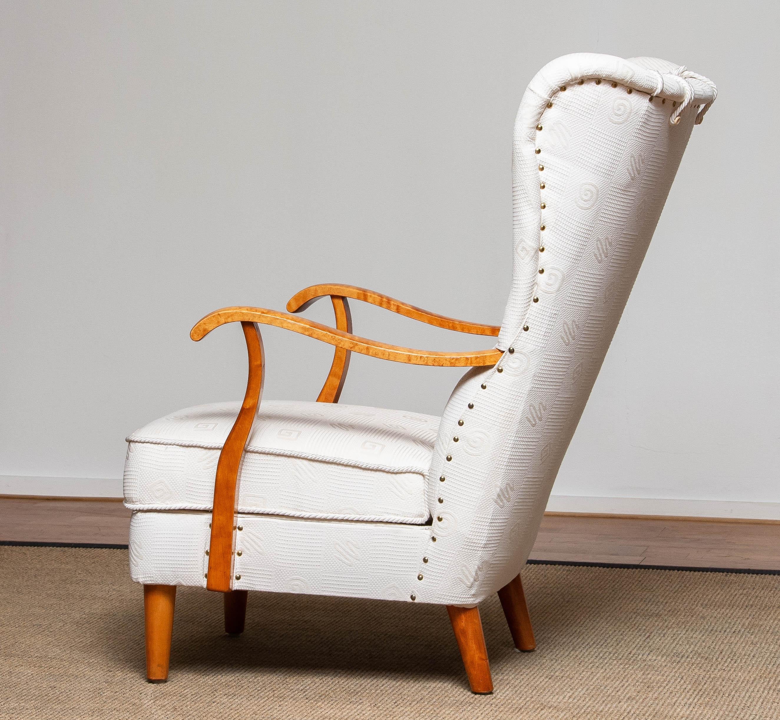 Swedish 1950s Scandinavian Wingback Lounge Chair by Wilhelm Knoll Malmö Sweden
