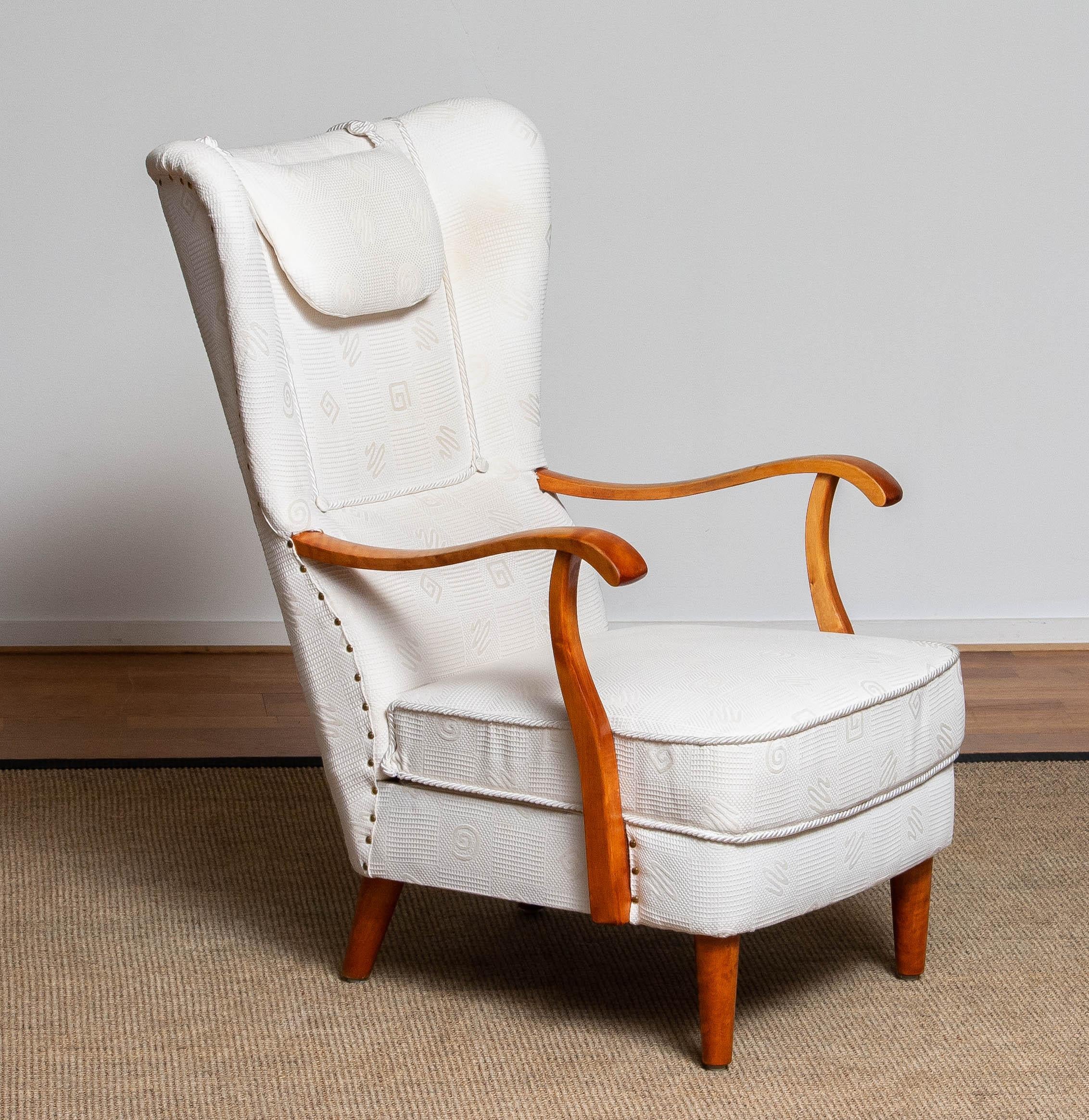 Mid-Century Modern 1950's Scandinavian Wingback Lounge Chair by Wilhelm Knoll Malmö Sweden