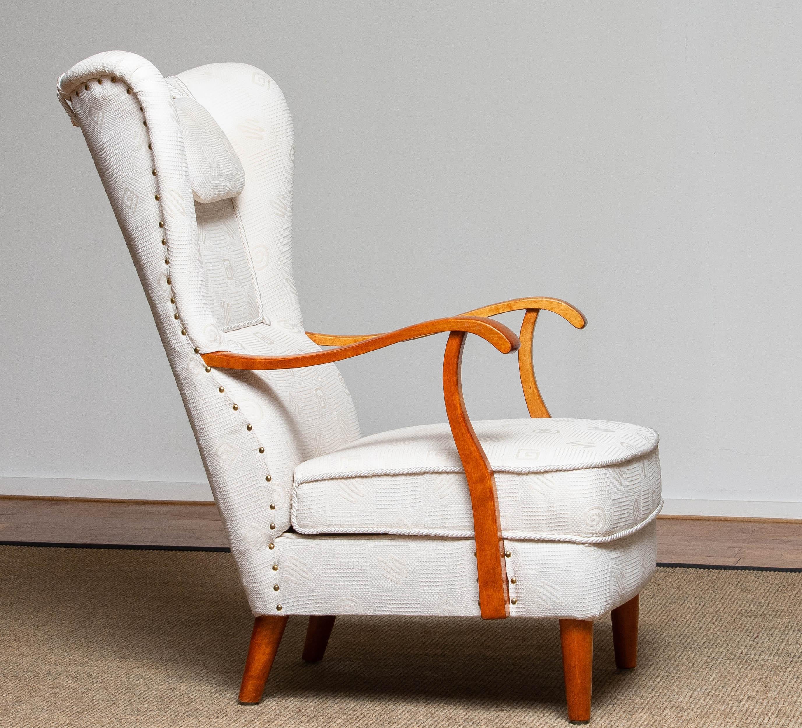 1950s Scandinavian Wingback Lounge Chair by Wilhelm Knoll Malmö Sweden 1