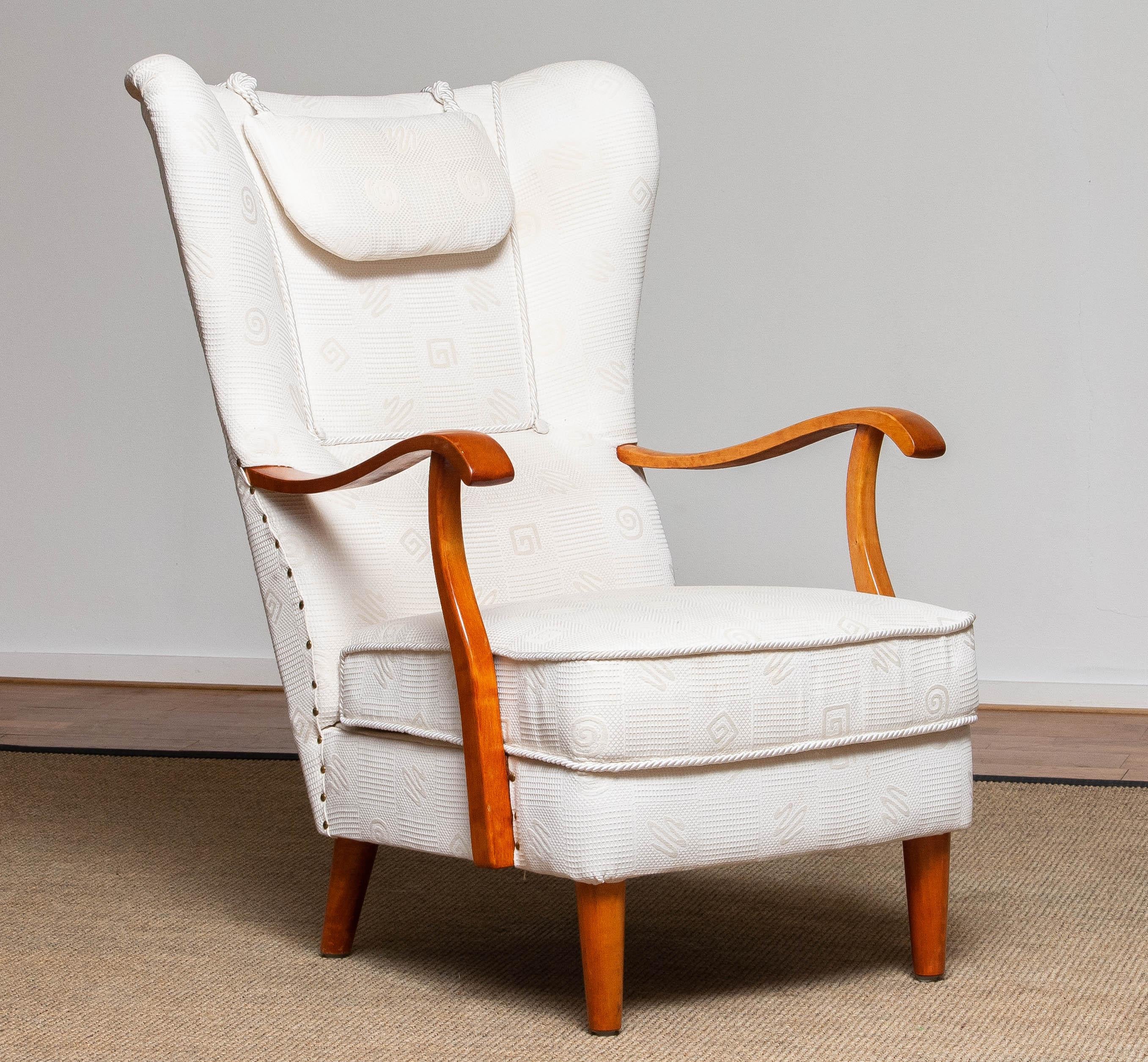 1950s Scandinavian Wingback Lounge Chair by Wilhelm Knoll Malmö Sweden 2