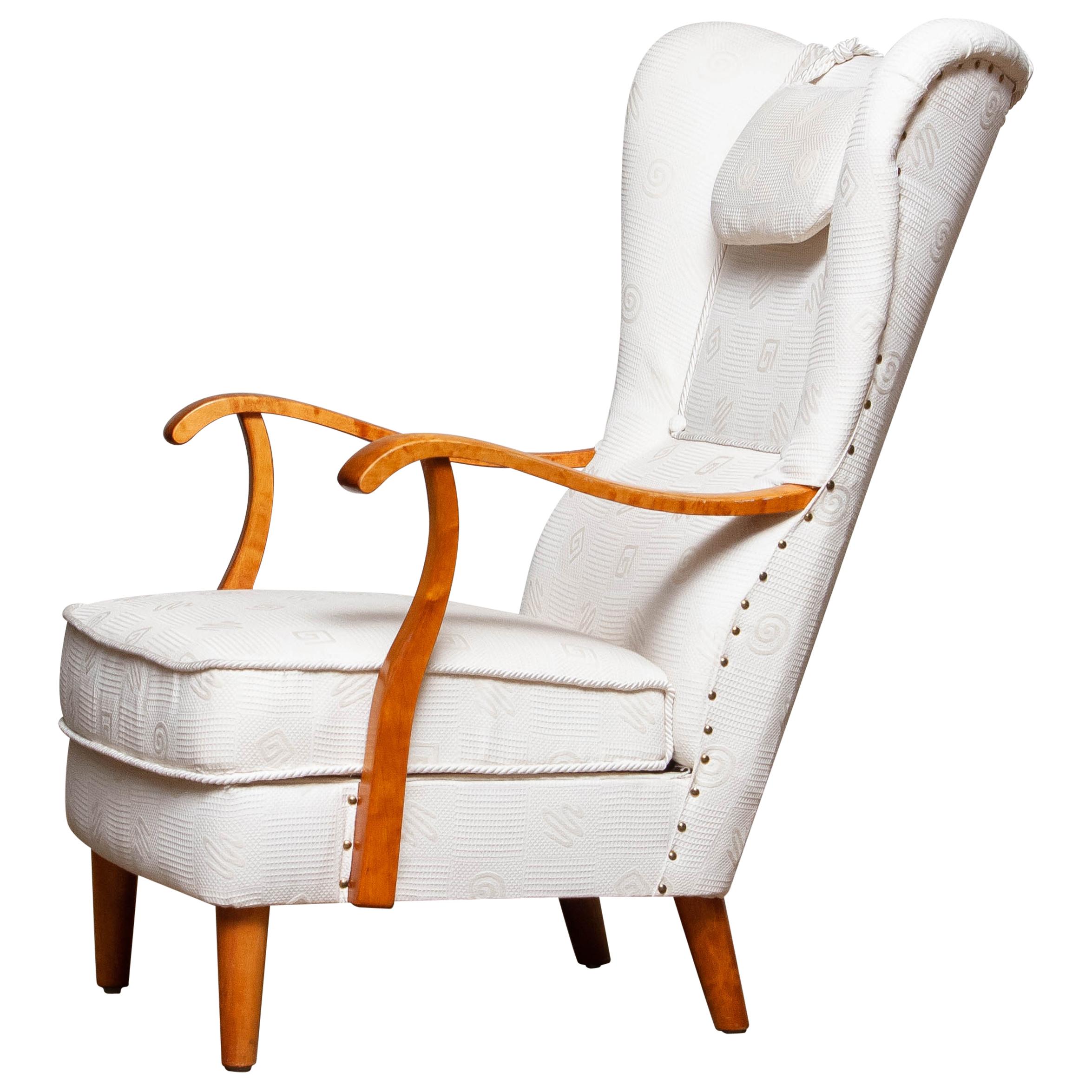 1950s Scandinavian Wingback Lounge Chair by Wilhelm Knoll Malmö Sweden