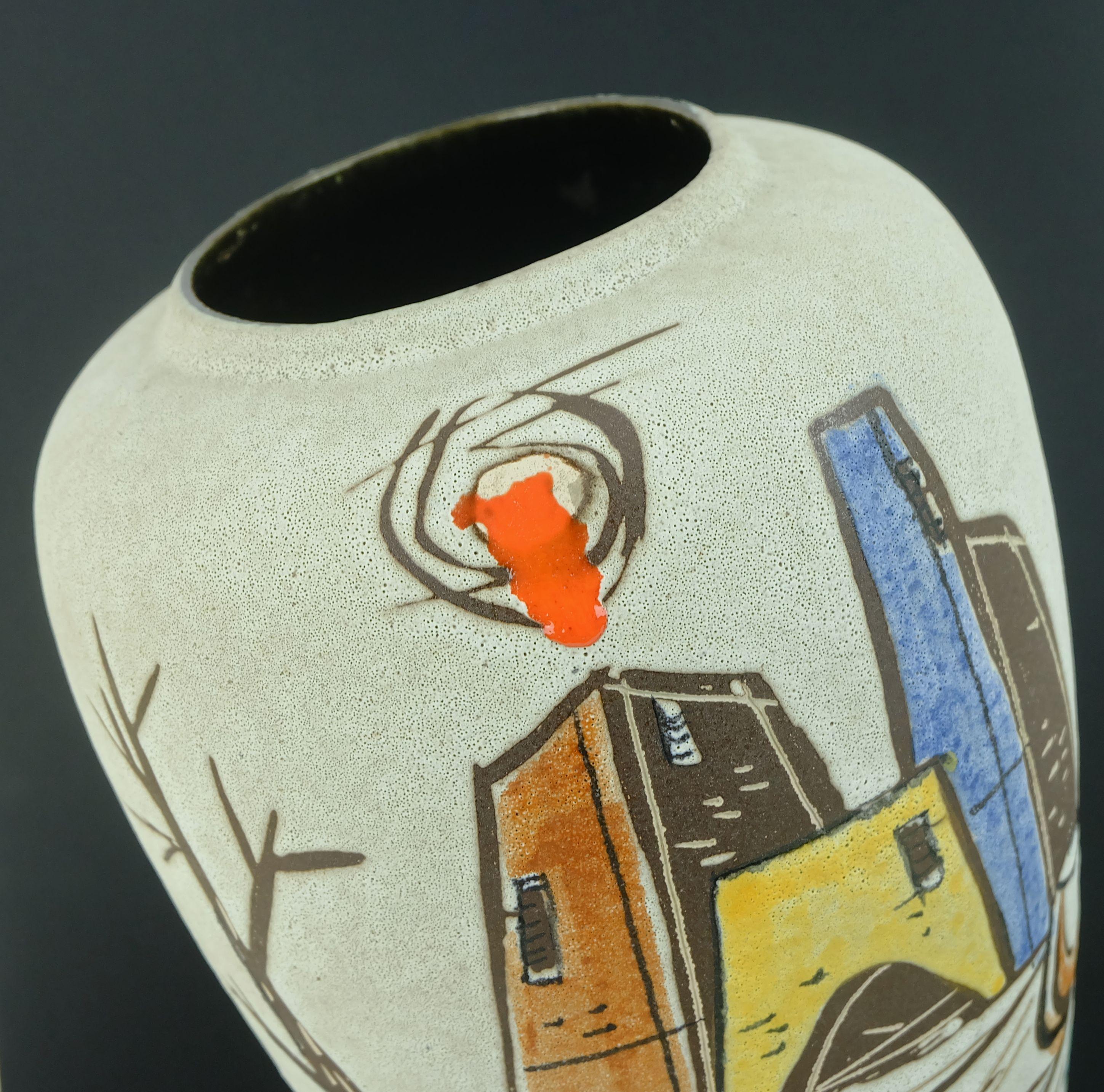 1950 scheurich  Vaso con decori moderni di metà secolo modello 239-30 In condizioni buone in vendita a Mannheim, DE