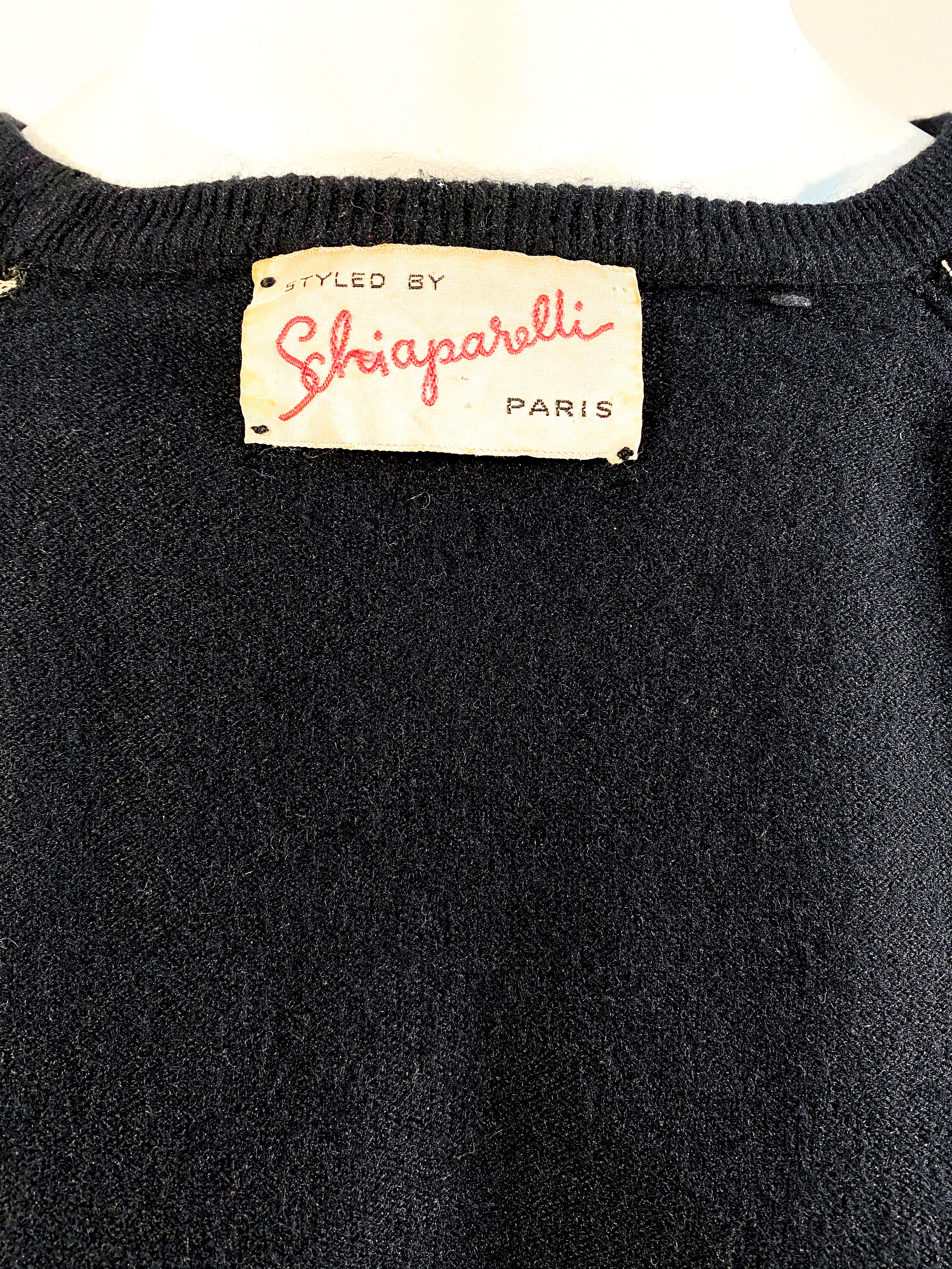 1950s Schiaparelli Black Cashmere Cardigan 2