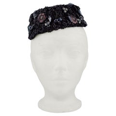 1950’s Schiaparelli Black Sequin & Beaded Evening Hat