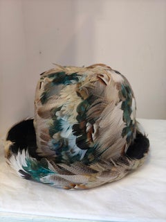 Vintage Elsa Schiaparelli 1950s Multicoloured Feather Hat Unisex Italy